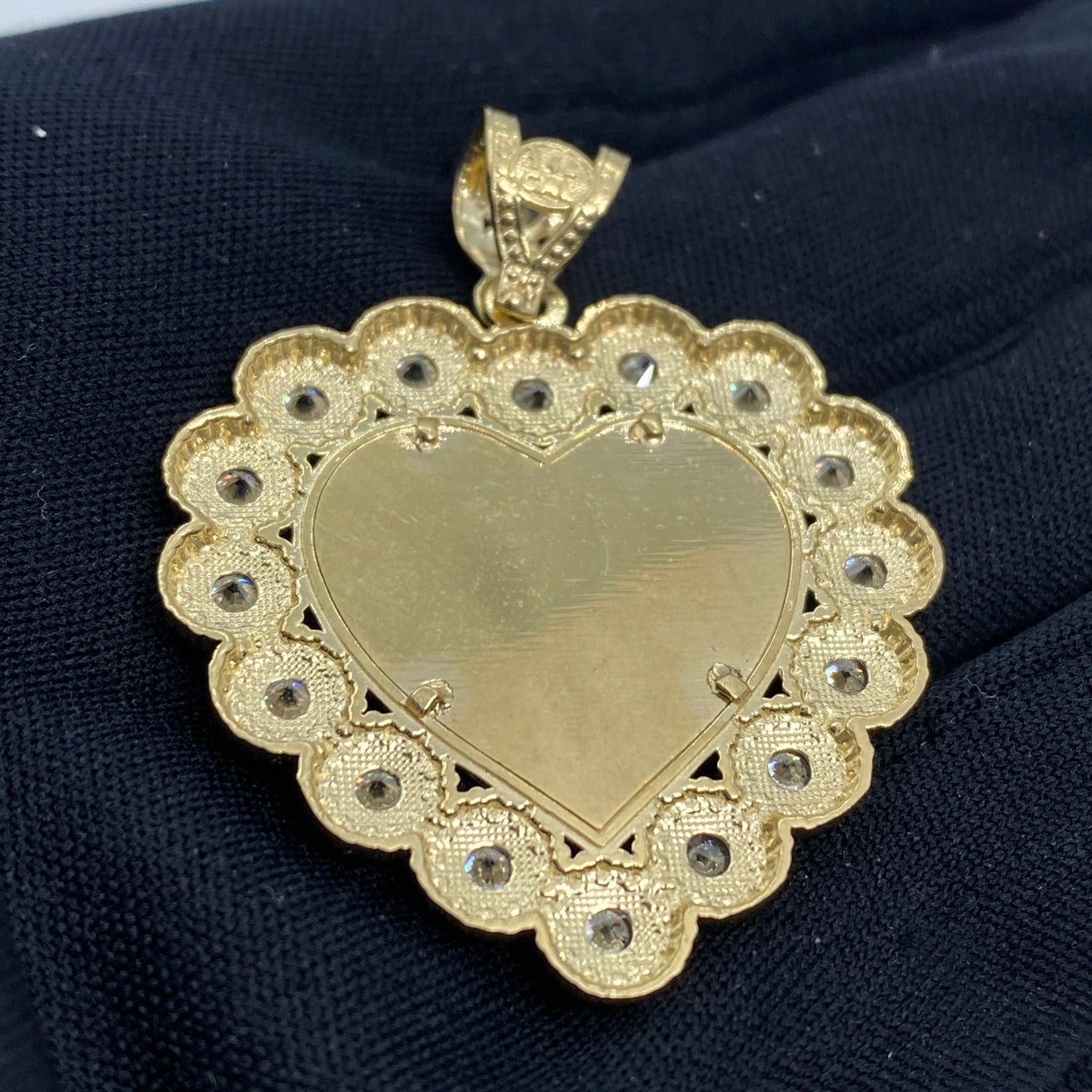 14K Heart Flower Picture Photo Pendant