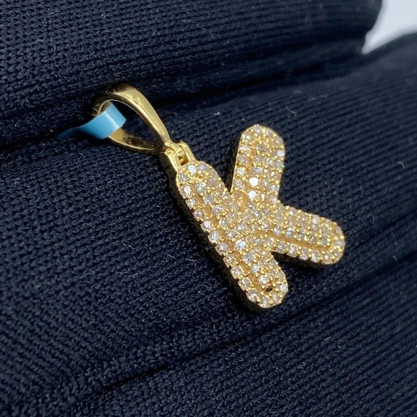 14k Initial K Bubble Pendant