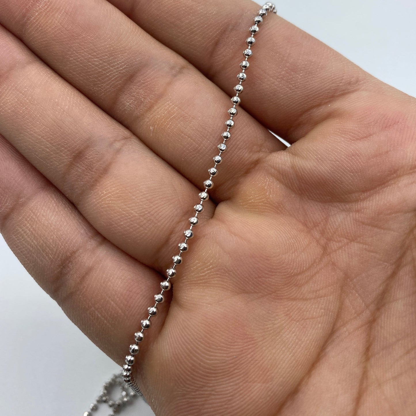 14K White Gold 2.2MM Moon Cut Chain 16-26"