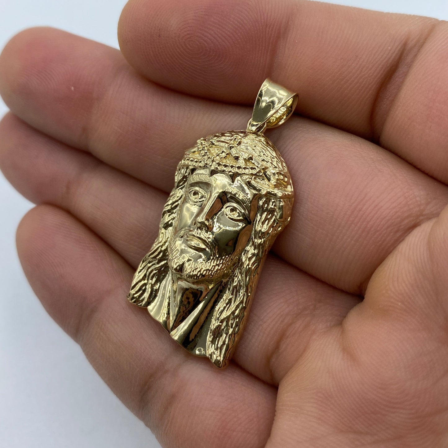 14K Jesus Head Pendant 1.6"