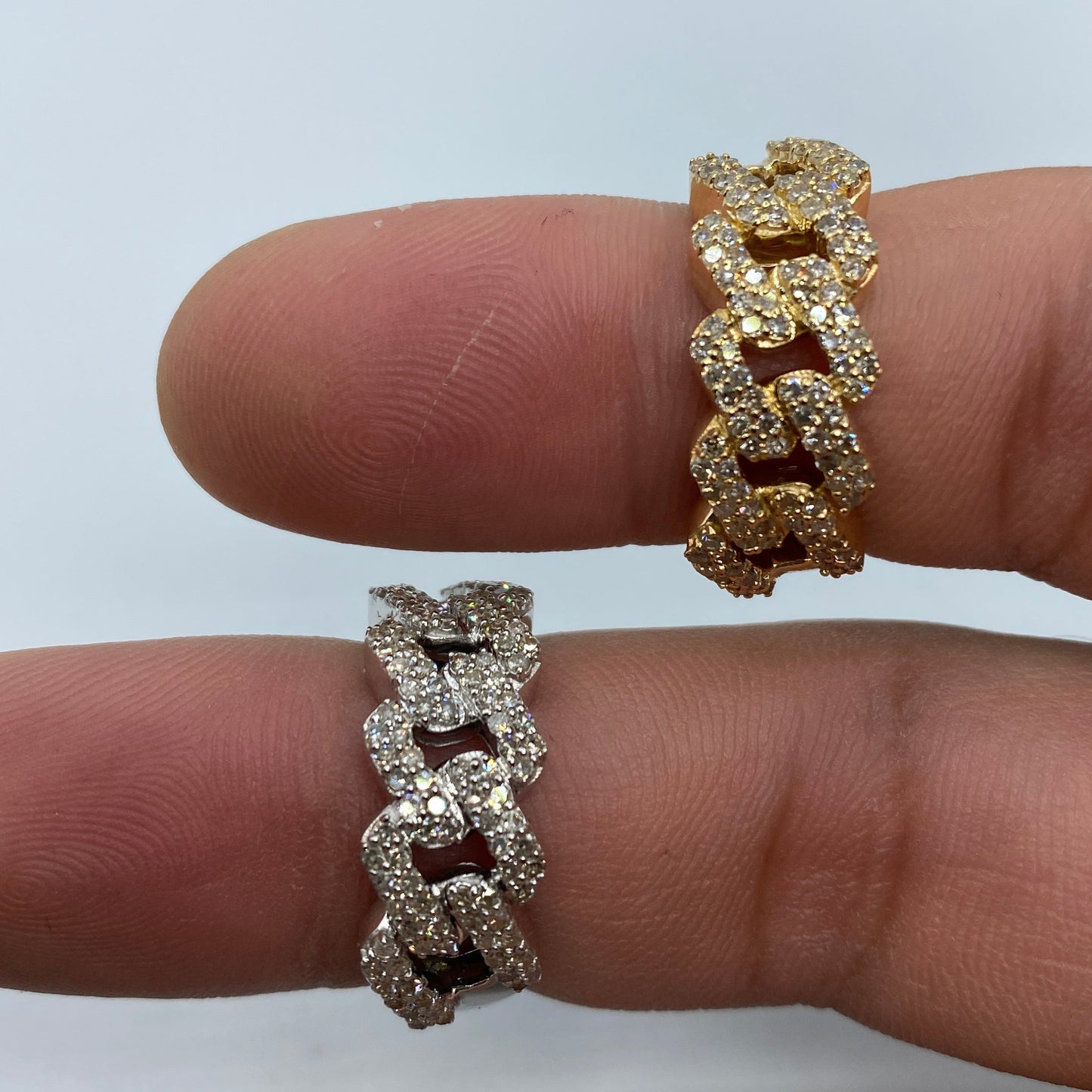 14k Gold 9MM Cuban Link Diamond Ring