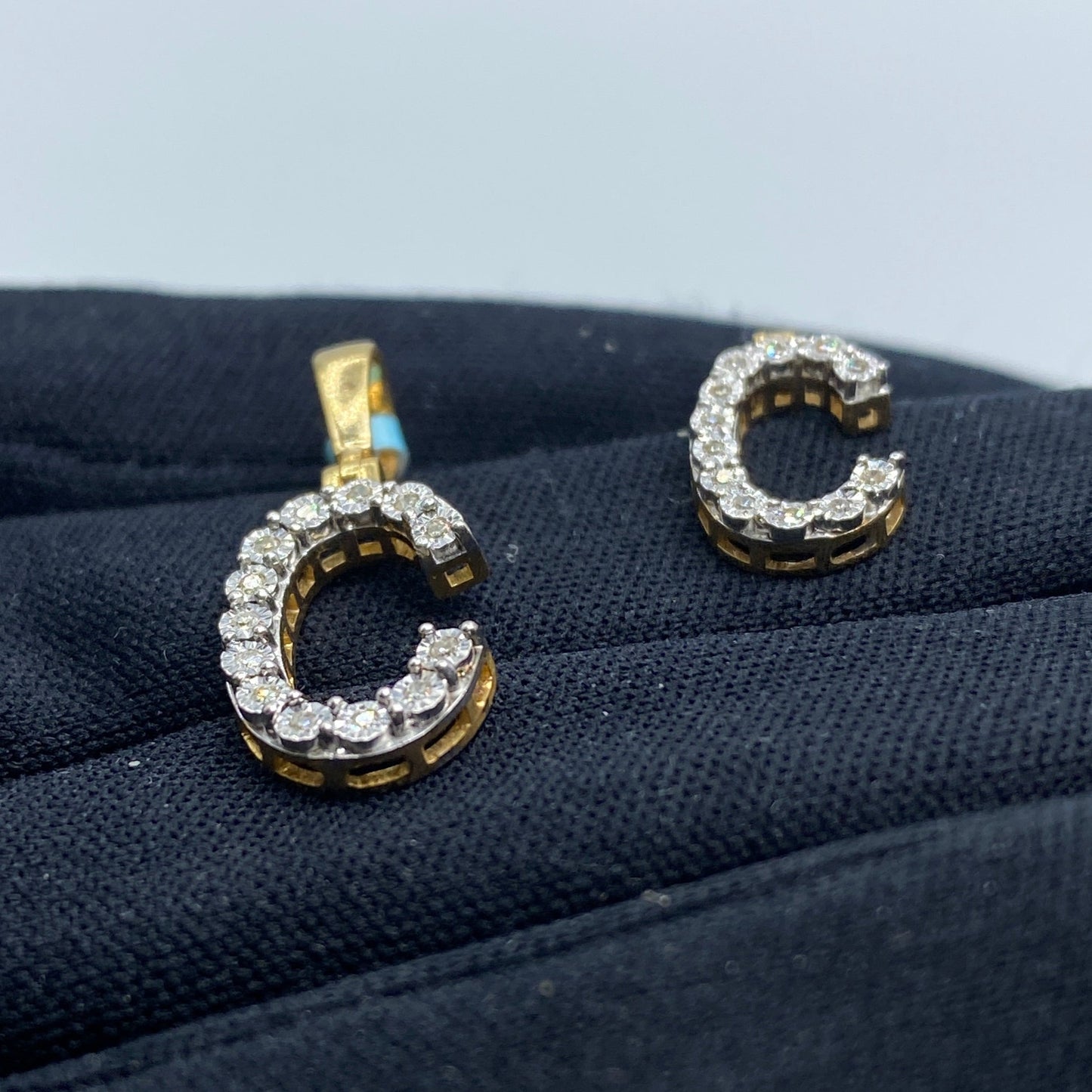14k Single Stone Initial C Pendant