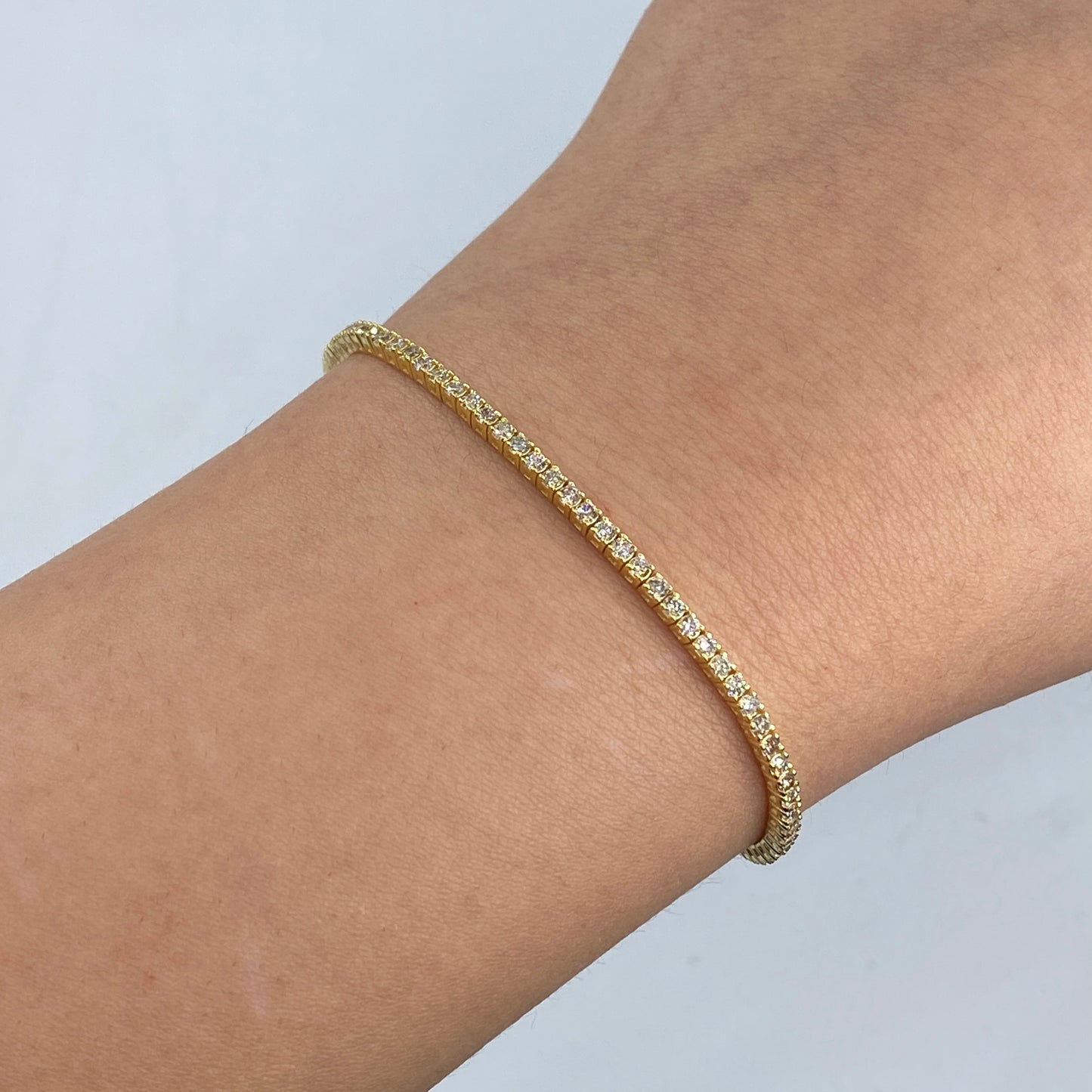 14K 2MM Diamond Tennis Bracelet 6.5-7"