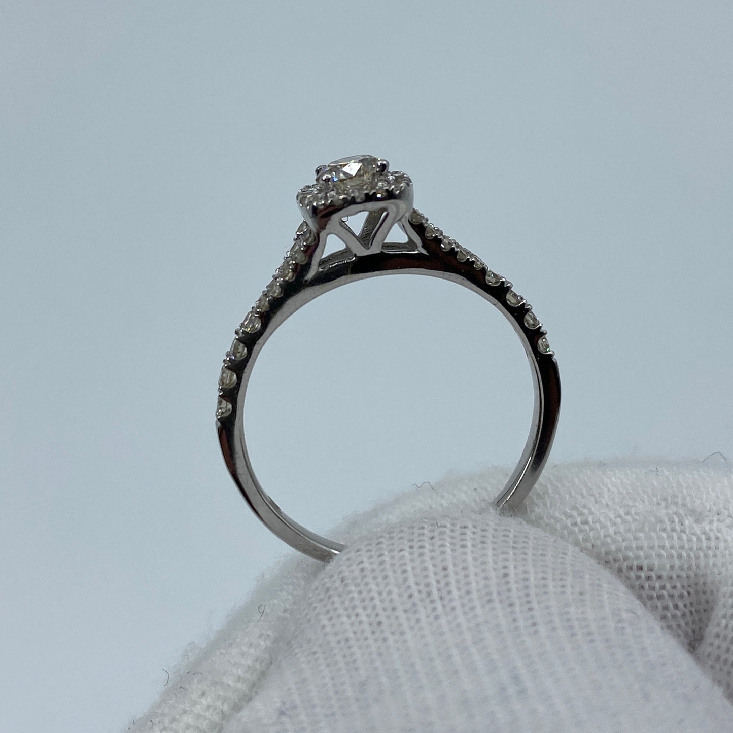 14K Square Halo Diamond Engagement Ring