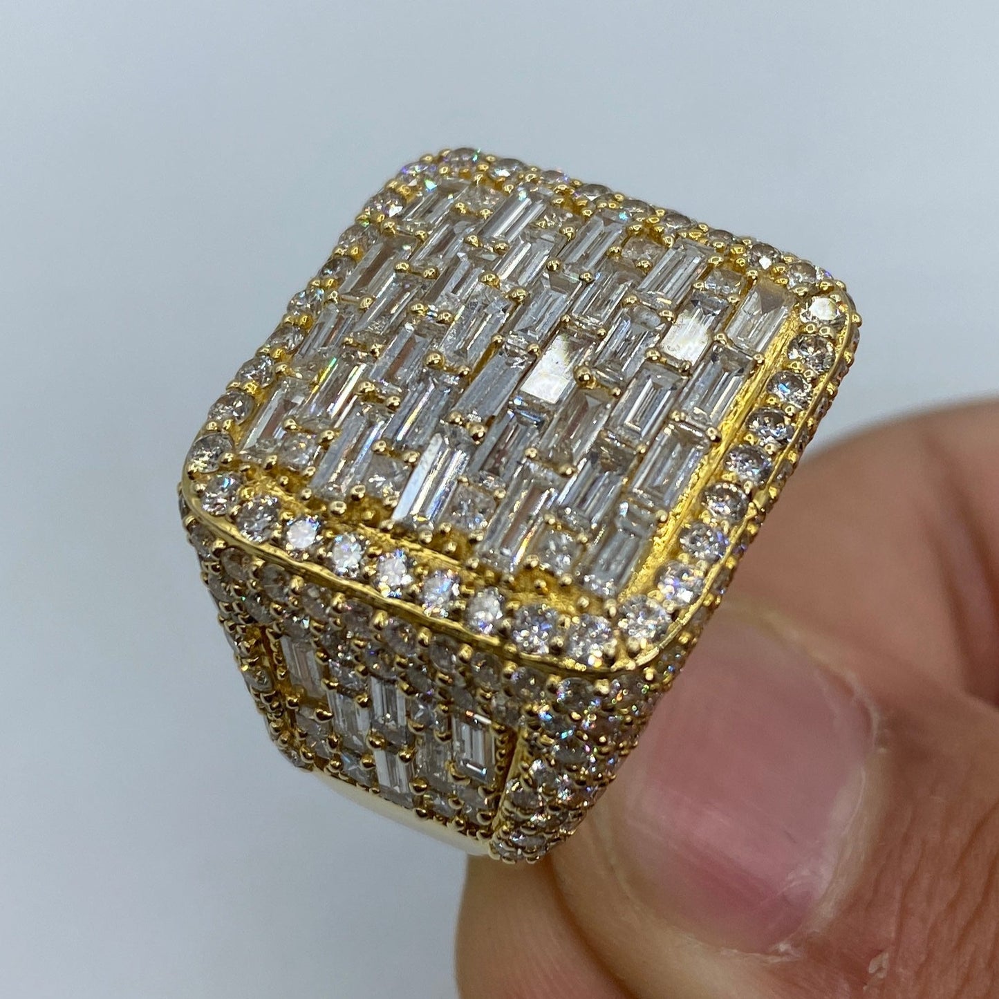 14K Emerald-Cut Square Diamond Baguette Ring