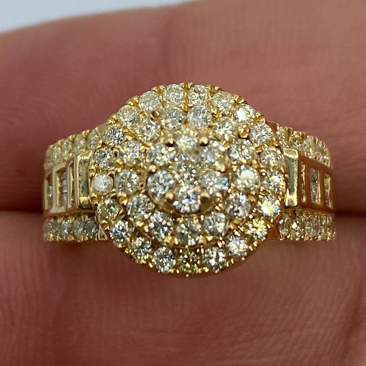 14K Cake Diamond Baguette Engagement Ring