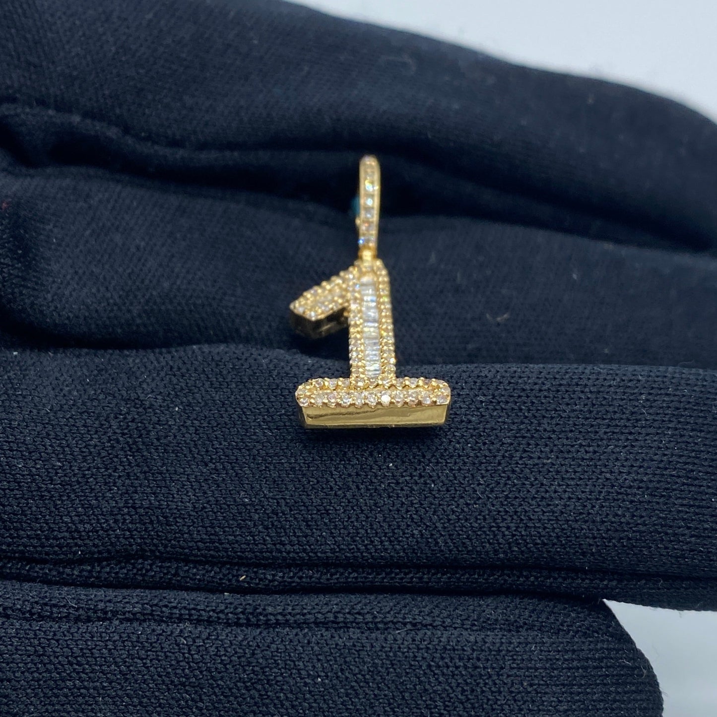 14k Number 1 Diamond Baguette Pendant