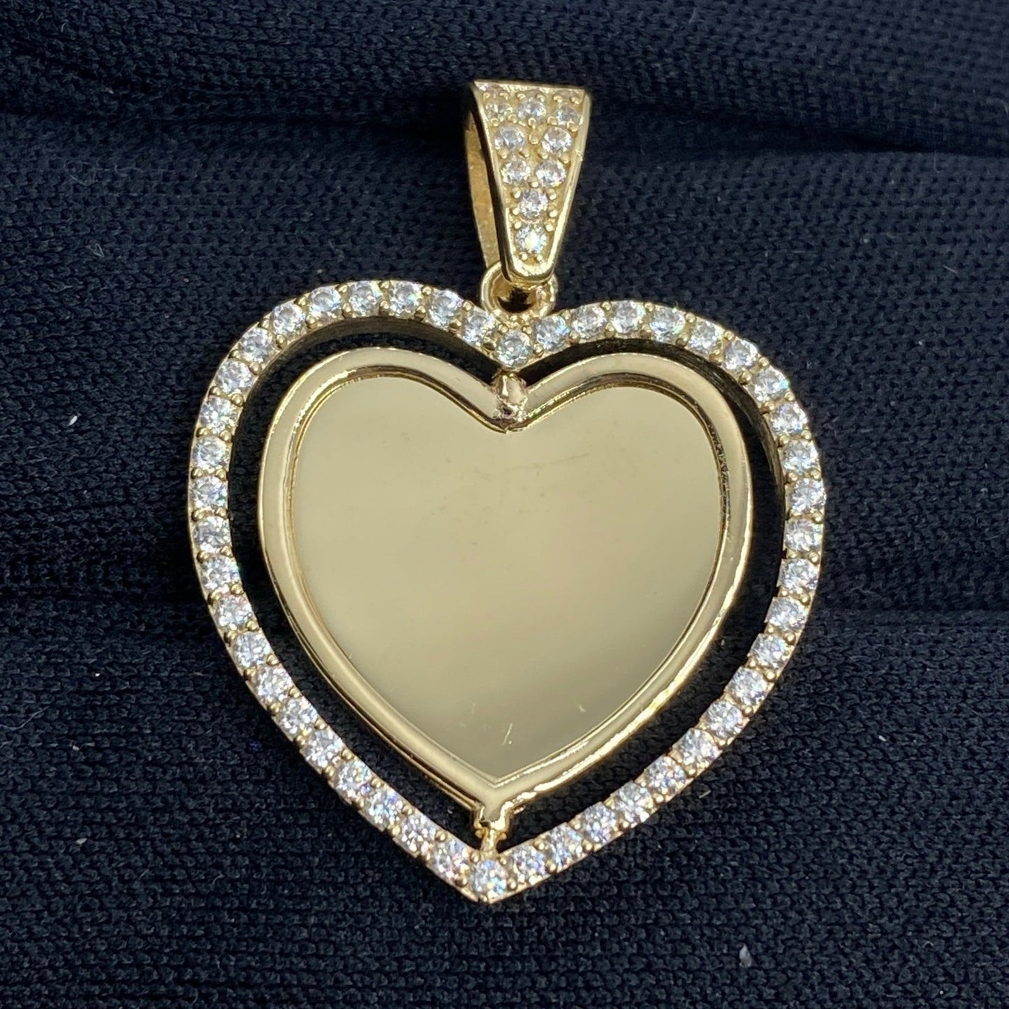 14K Spinning Heart Picture Photo Pendant