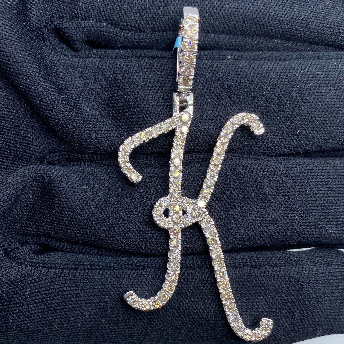 14K Initial K Large Script Pendant