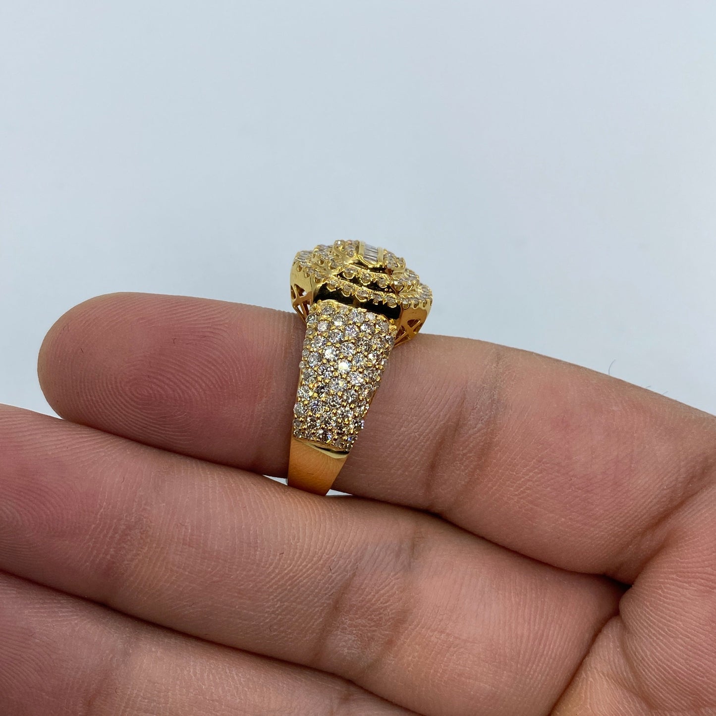 14K Polygon Diamond Baguette Ring