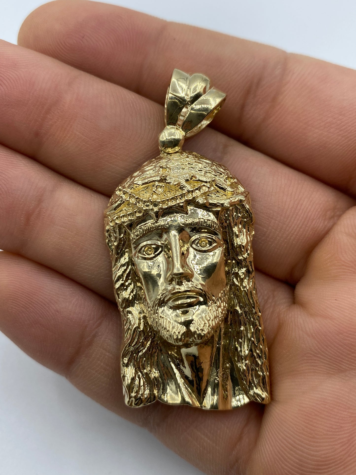 14K Jesus Head Pendant 2.25"