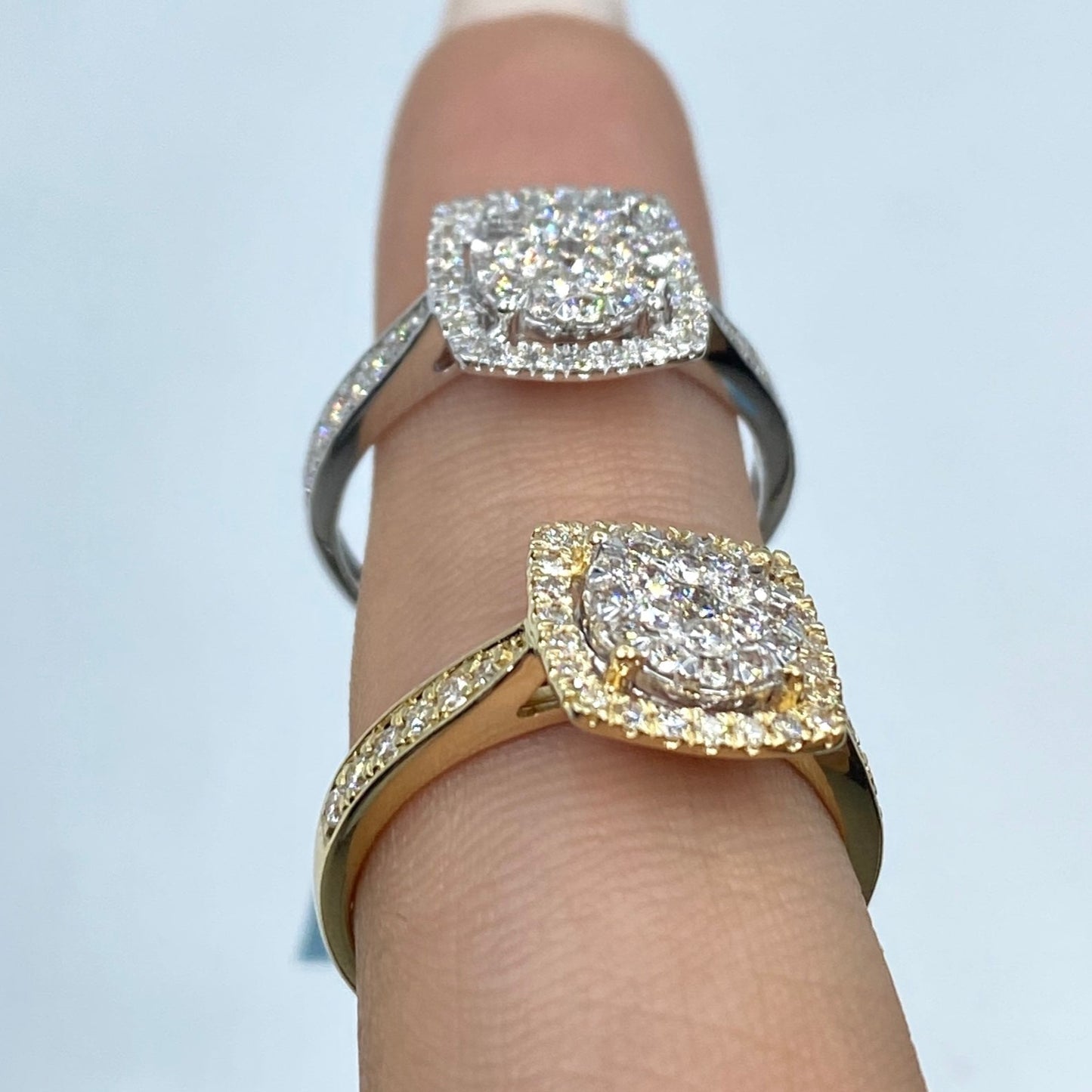 14K Primrose Circle Square Halo Diamond Ring