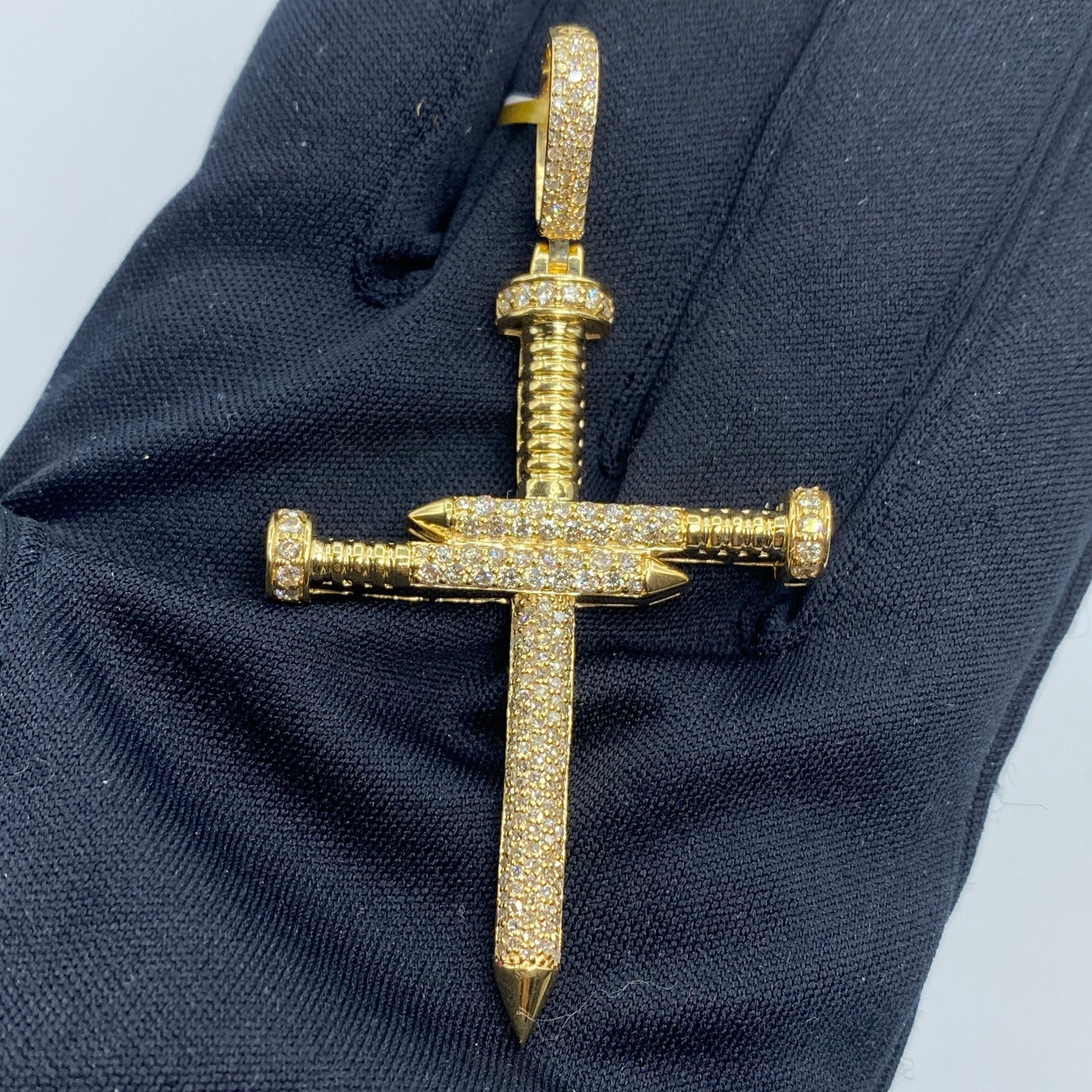 10K Nail Cross Diamond Pendant