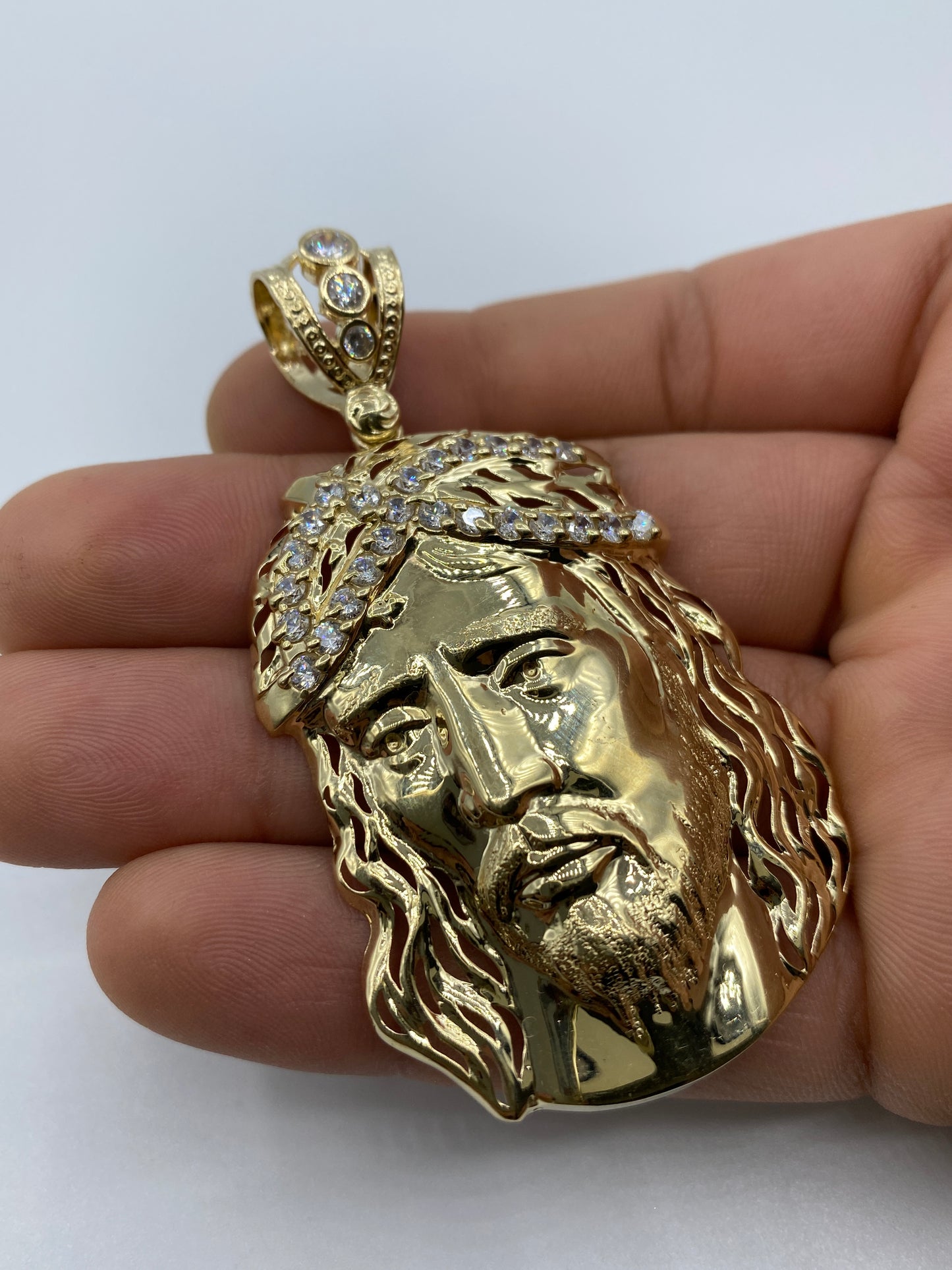 14K Jesus Head Pendant 2.75"