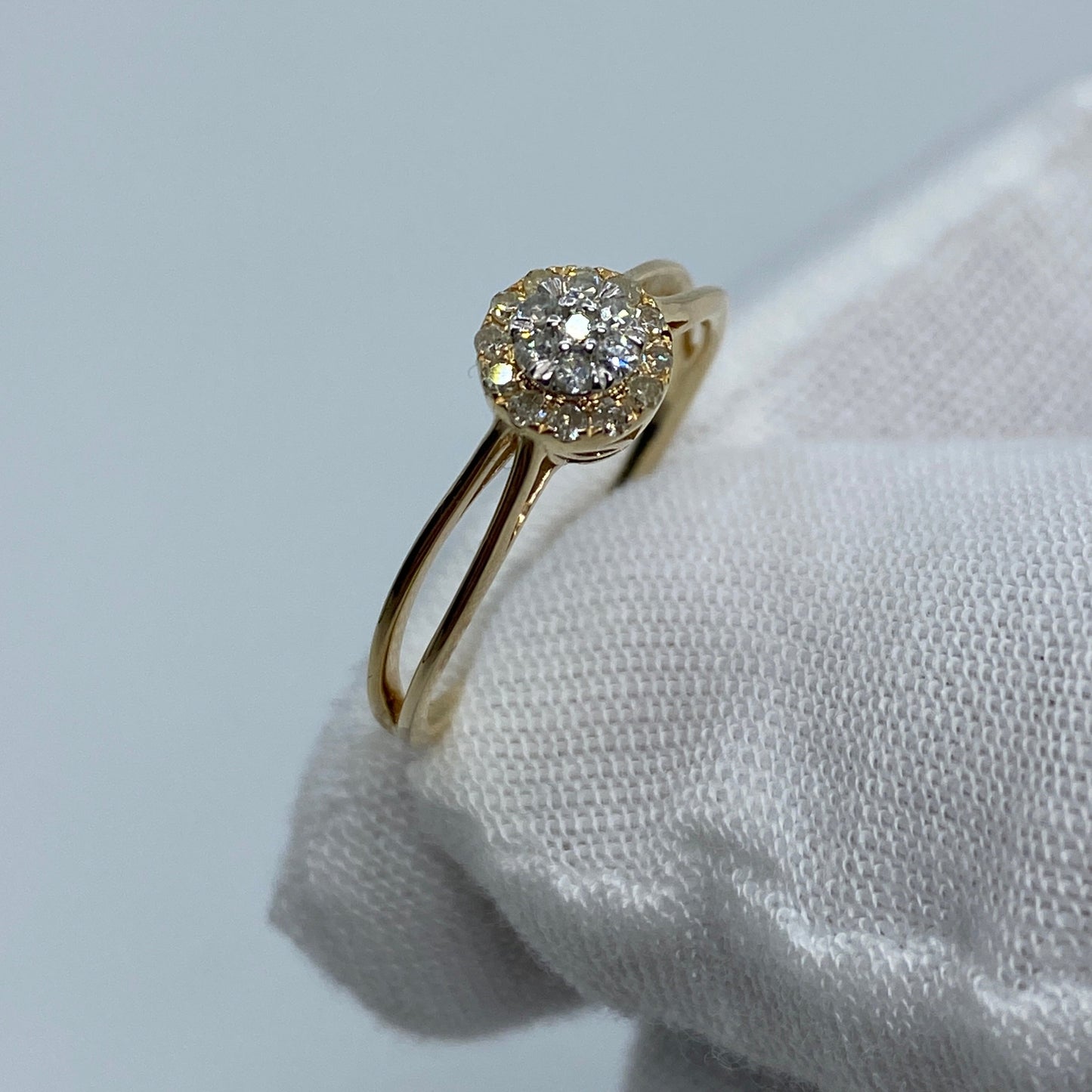 14K Yellow Gold Circle Diamond Engagement Ring