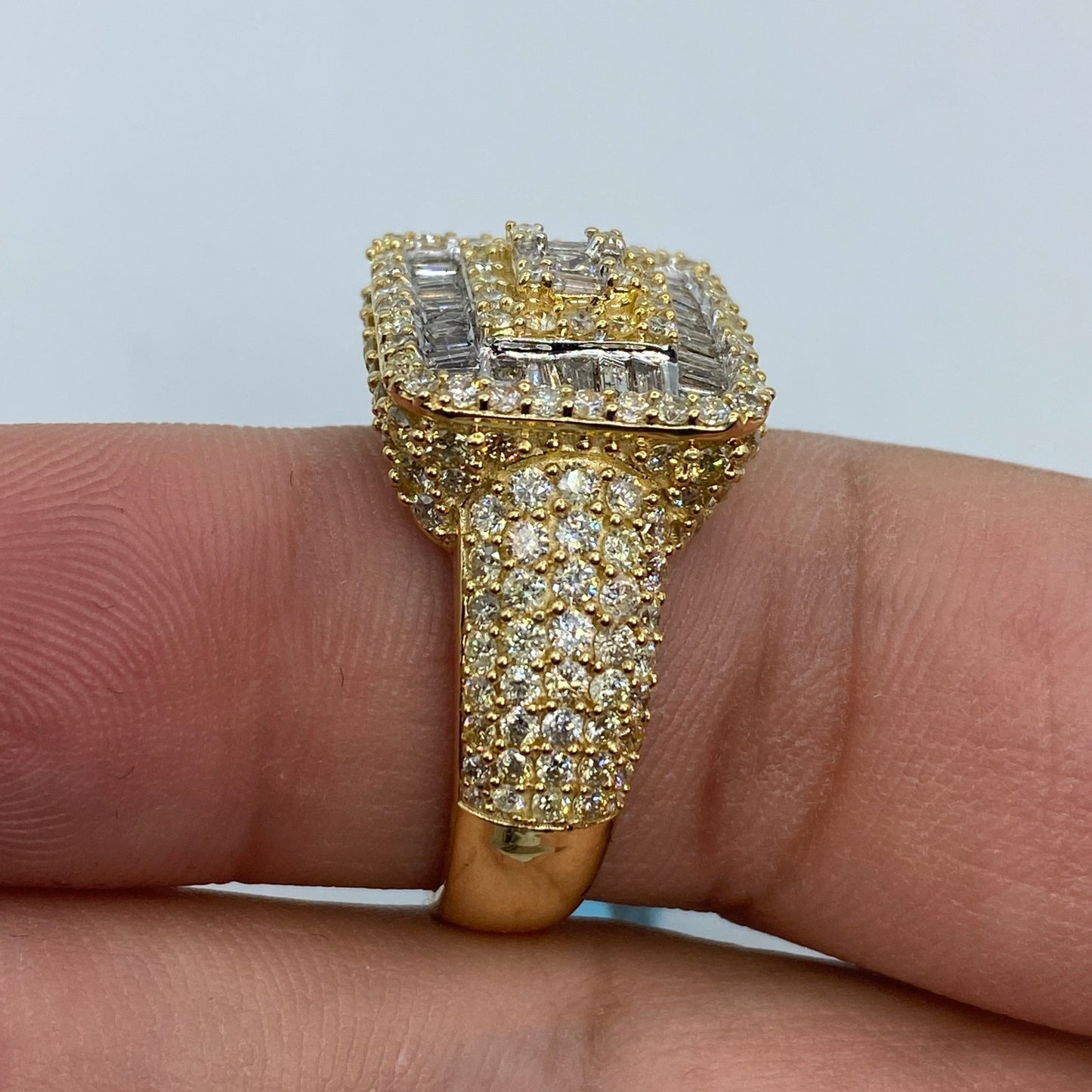 14K Square Diamond Baguette Ring
