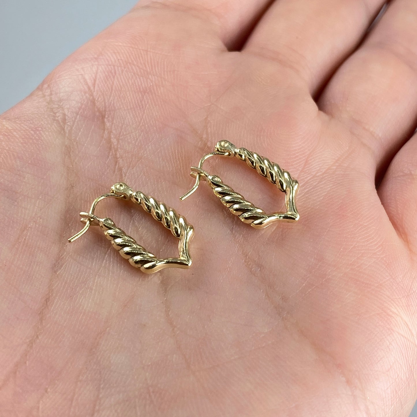 10K Braided Rectangle Hoop Earrings