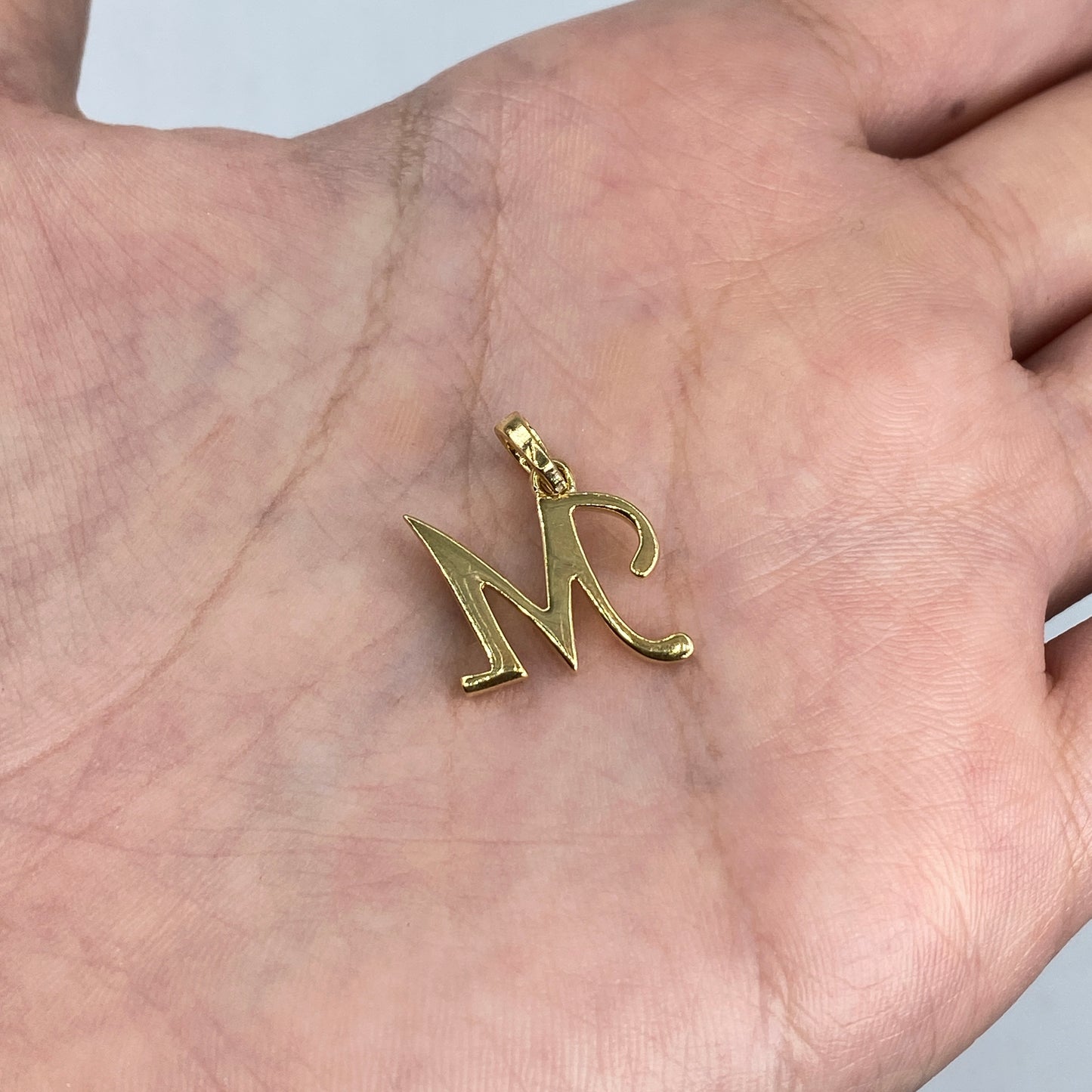 10K Cursive M Initial Diamond Pendant