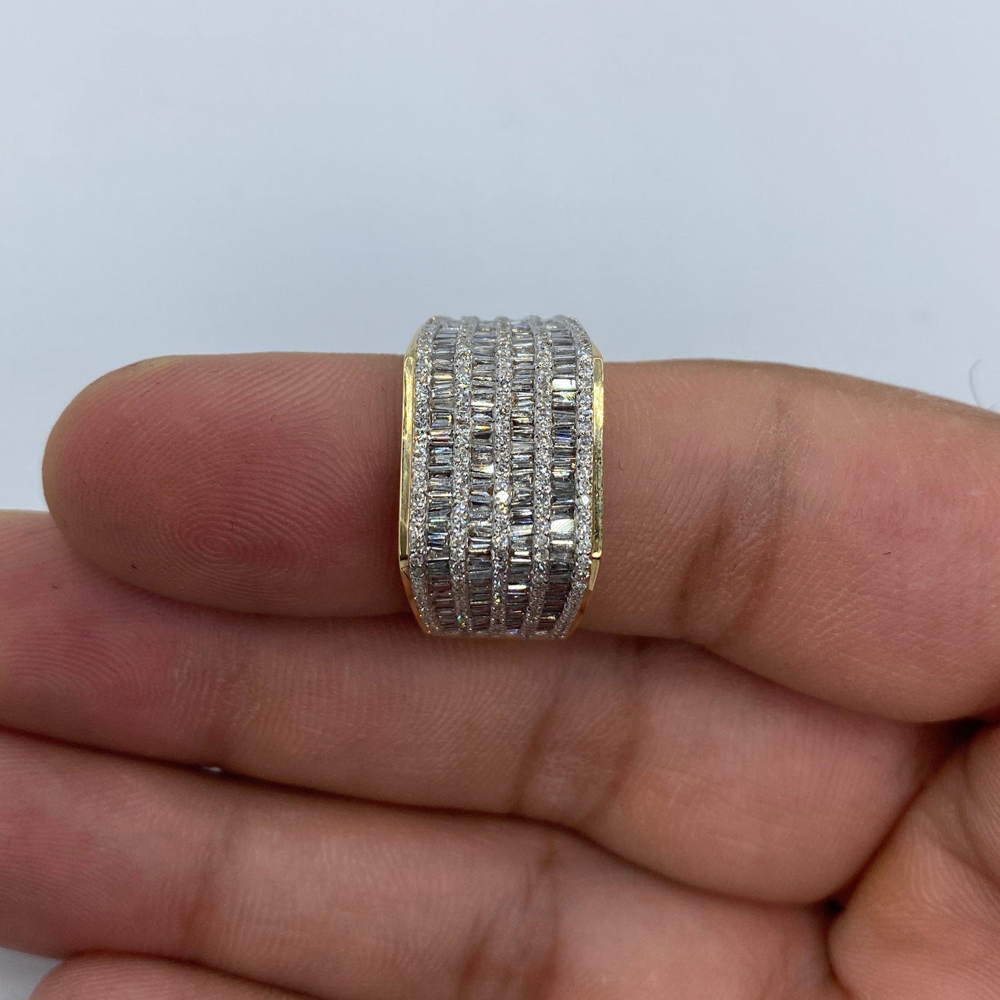 14K Rectangle Quad-Row Diamond Baguette Ring