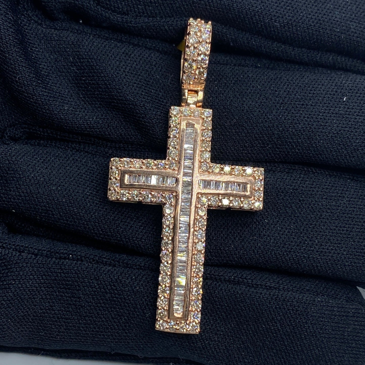 10K Latin Cross Diamond Baguette Pendant