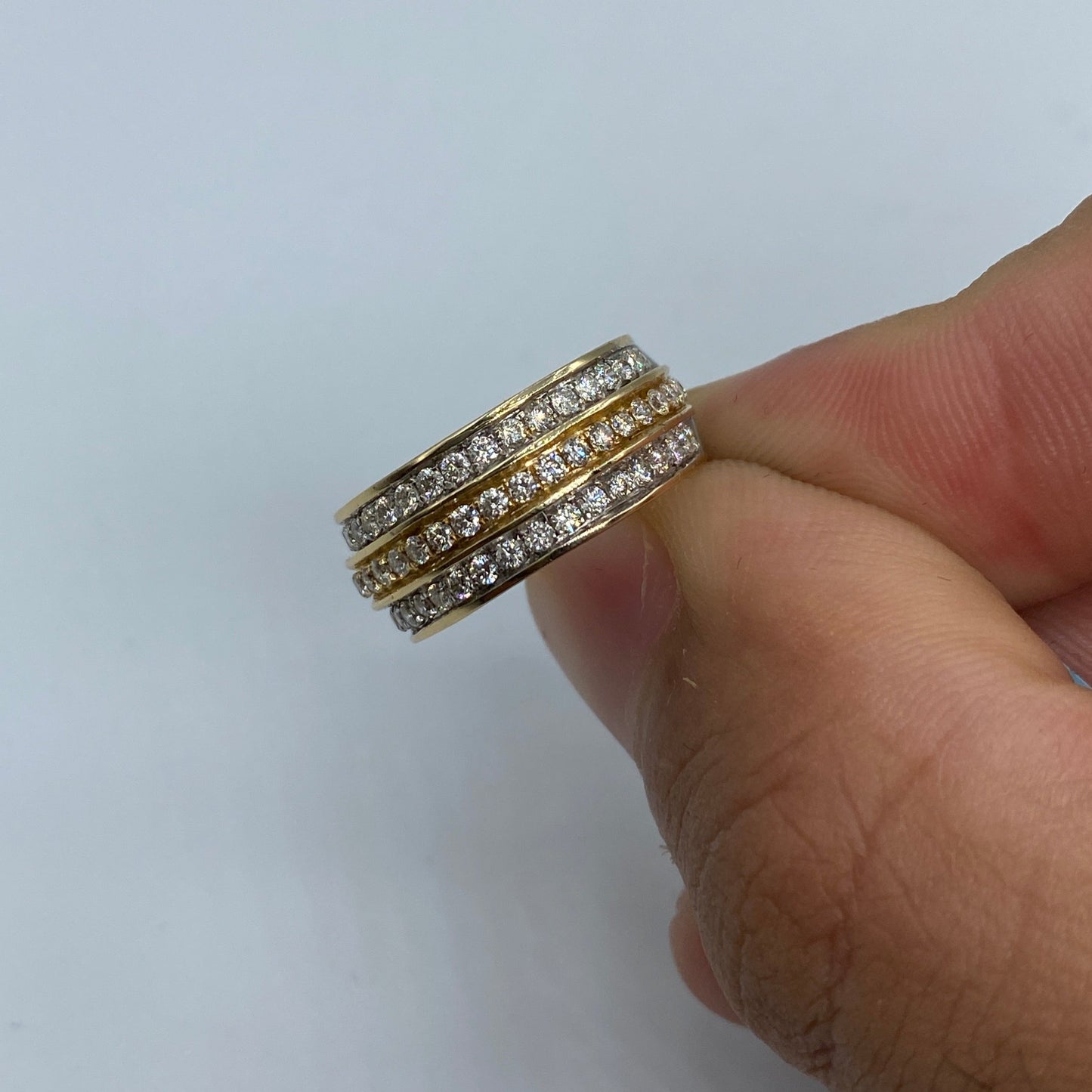 14K Eternity Three Row Diamond Ring