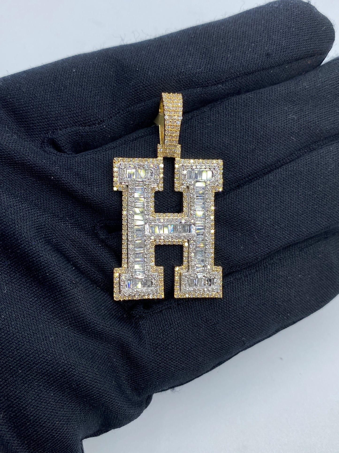 Initial H Baguette Pendant