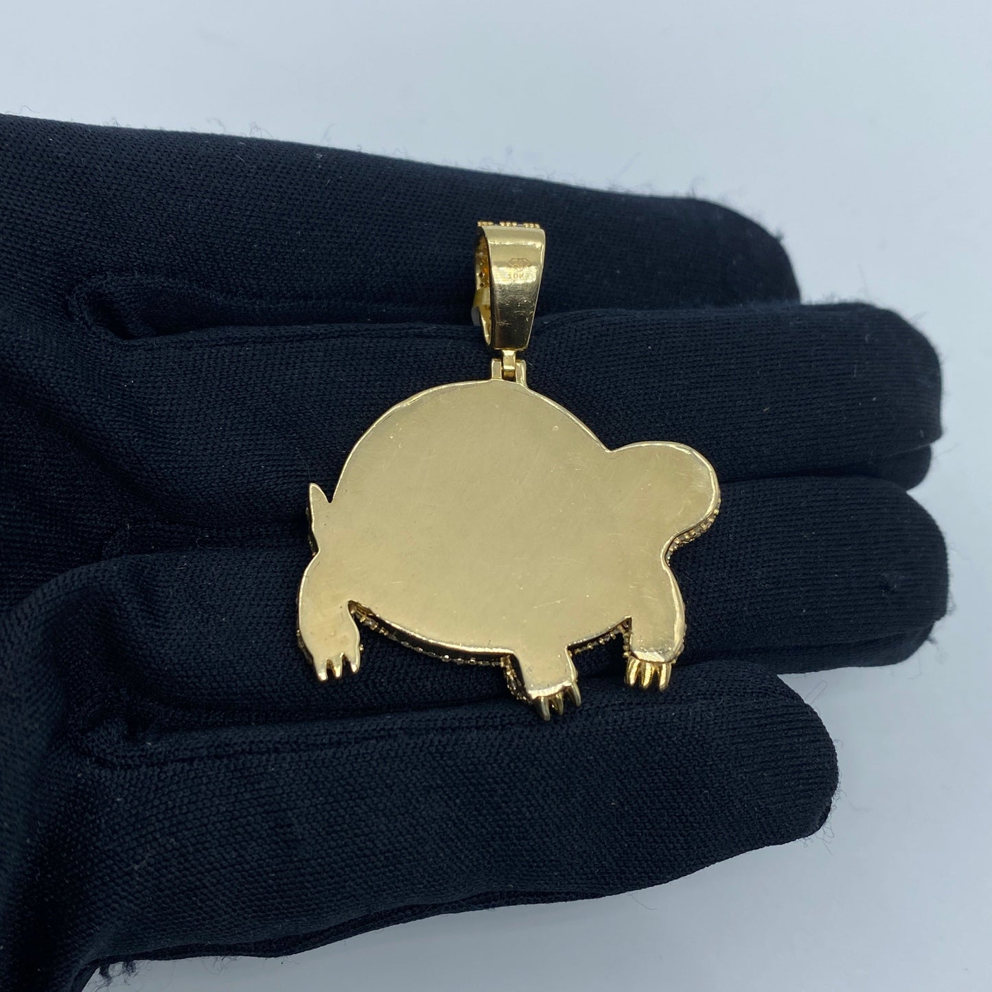 14K Turtle Picture Photo Diamond Pendant