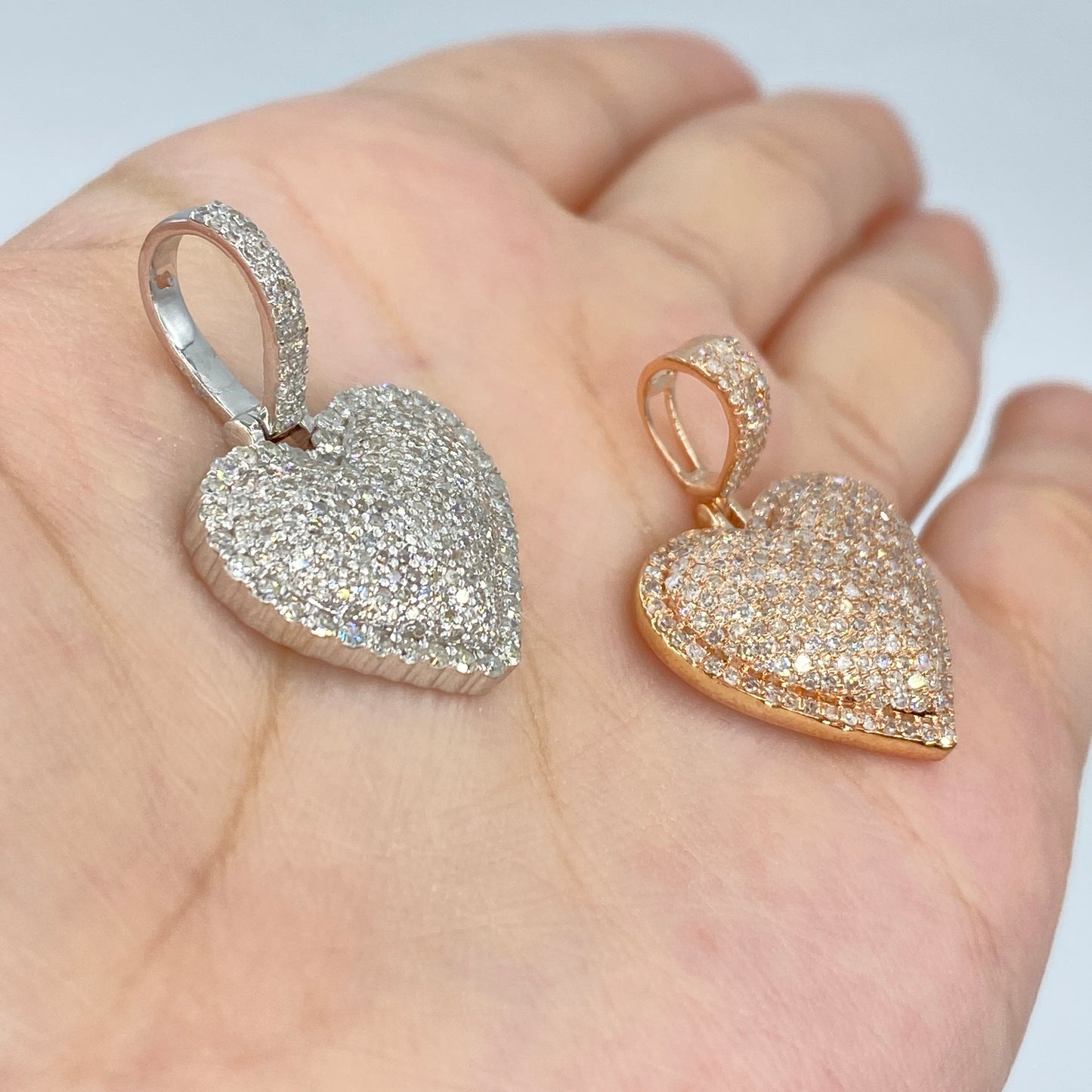 10K Halo Heart 3D Diamond Pendant
