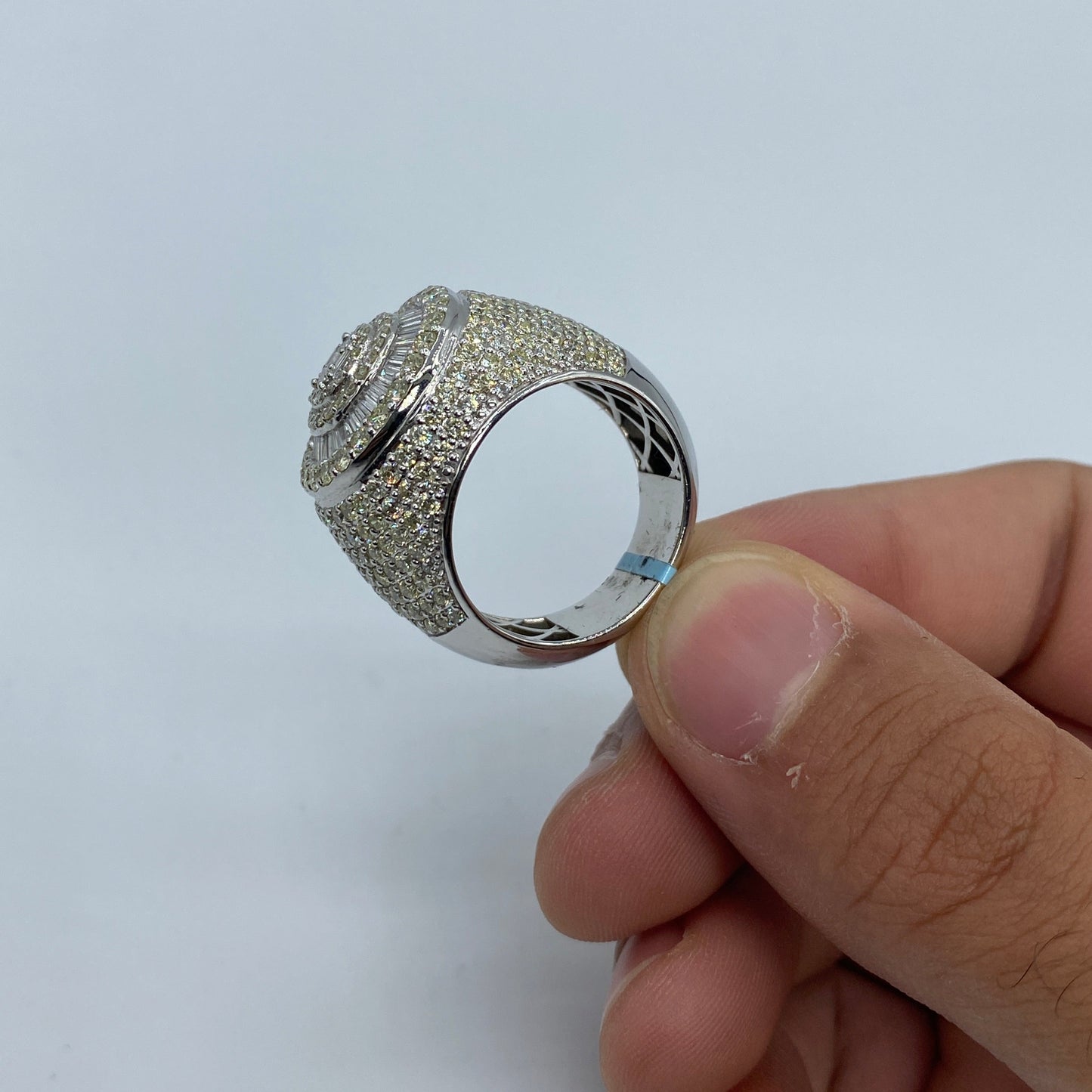 14K Circle Dome Diamond Baguette Ring