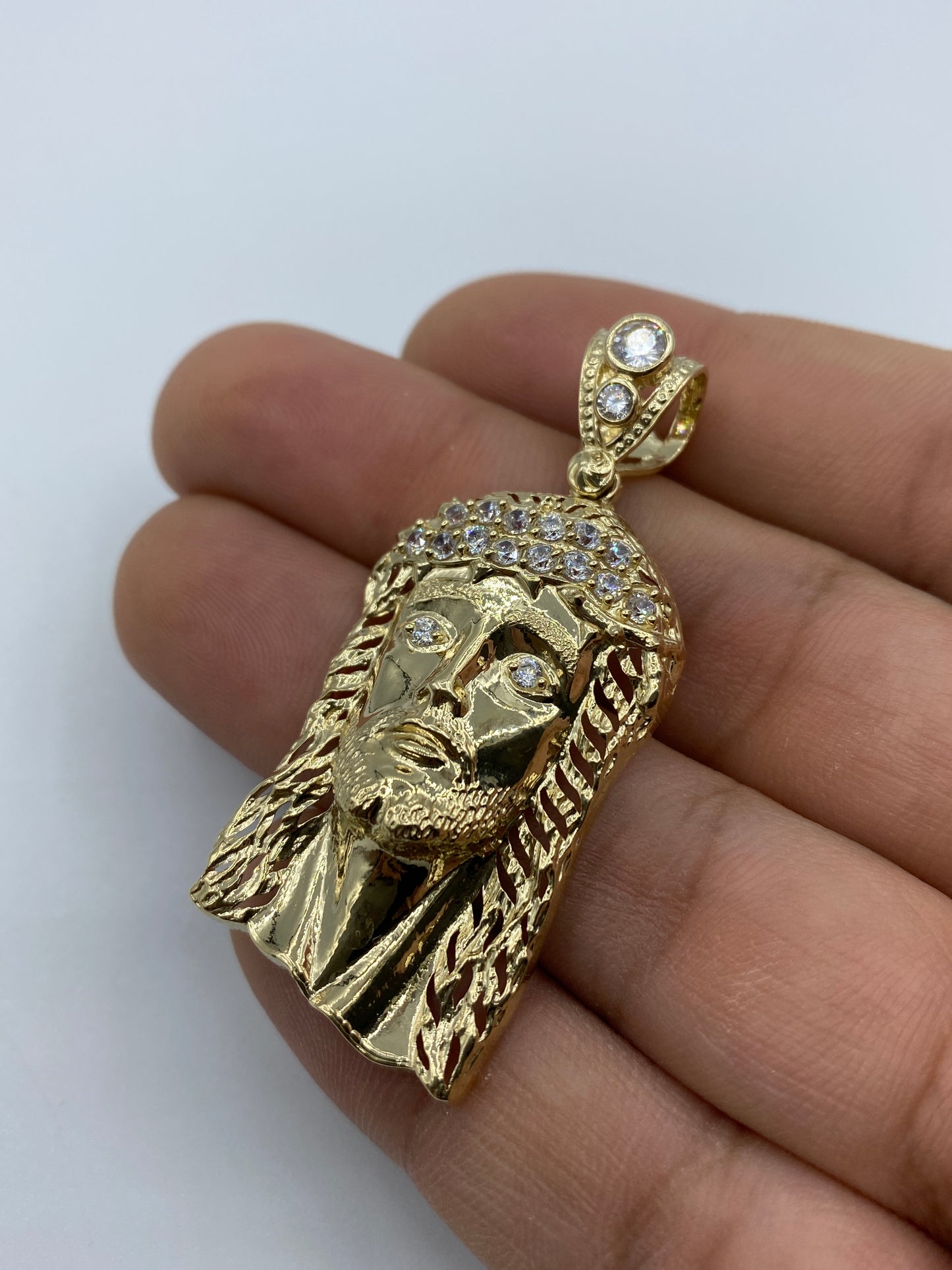 14K Jesus Head Pendant 2.0"