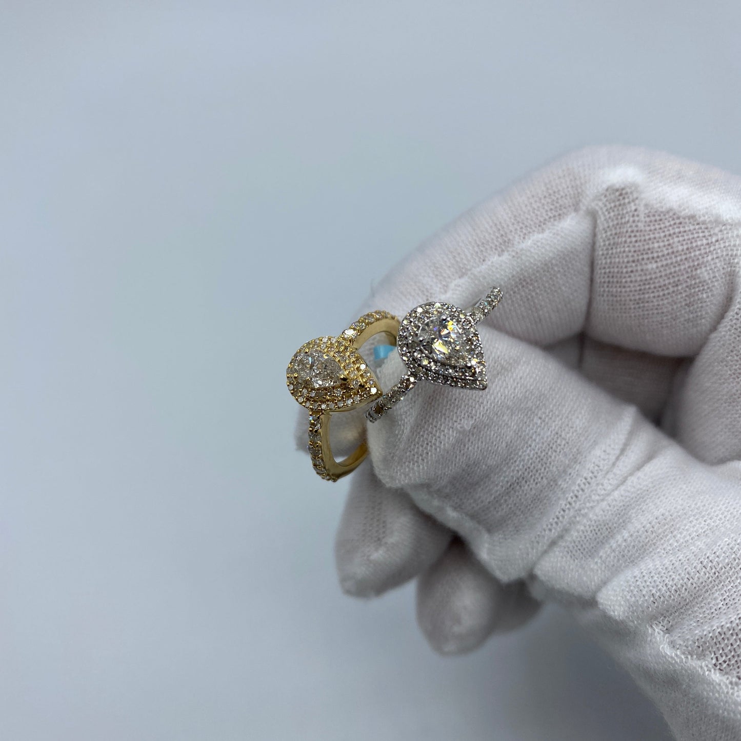 14K Large Pear Stone Diamond Engagement Ring