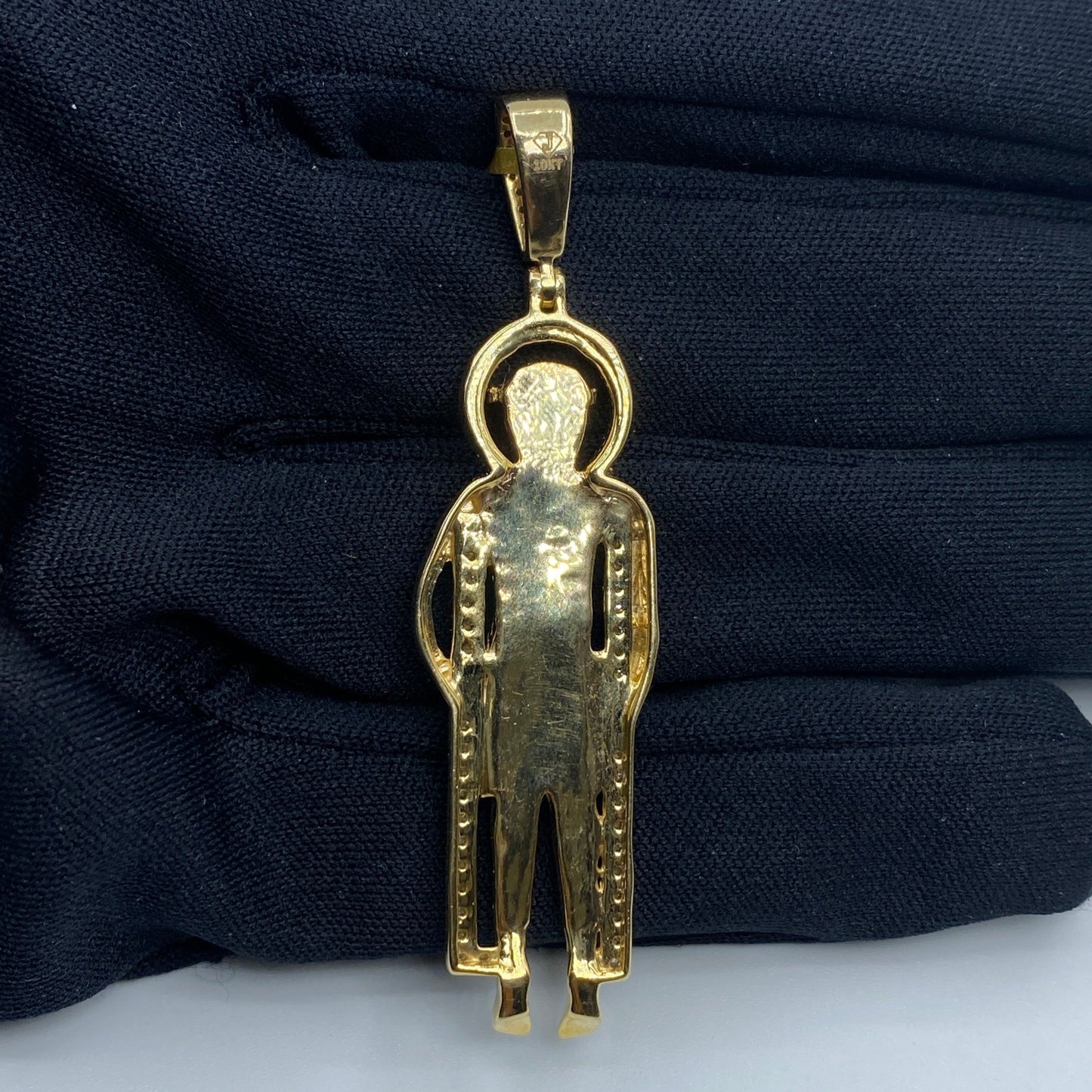 10K Saint Lazarus Diamond Pendant 2.2"