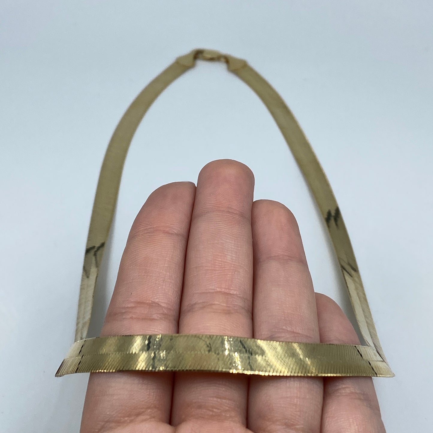 10K 9MM Herringbone Link Necklace 24"