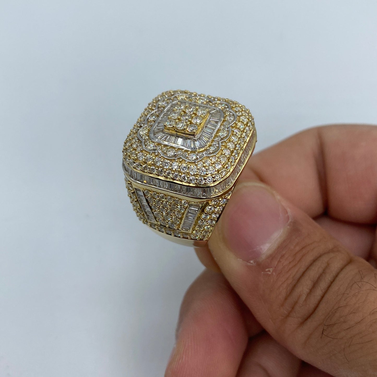 14K Square Jumbo Diamond Baguette Ring