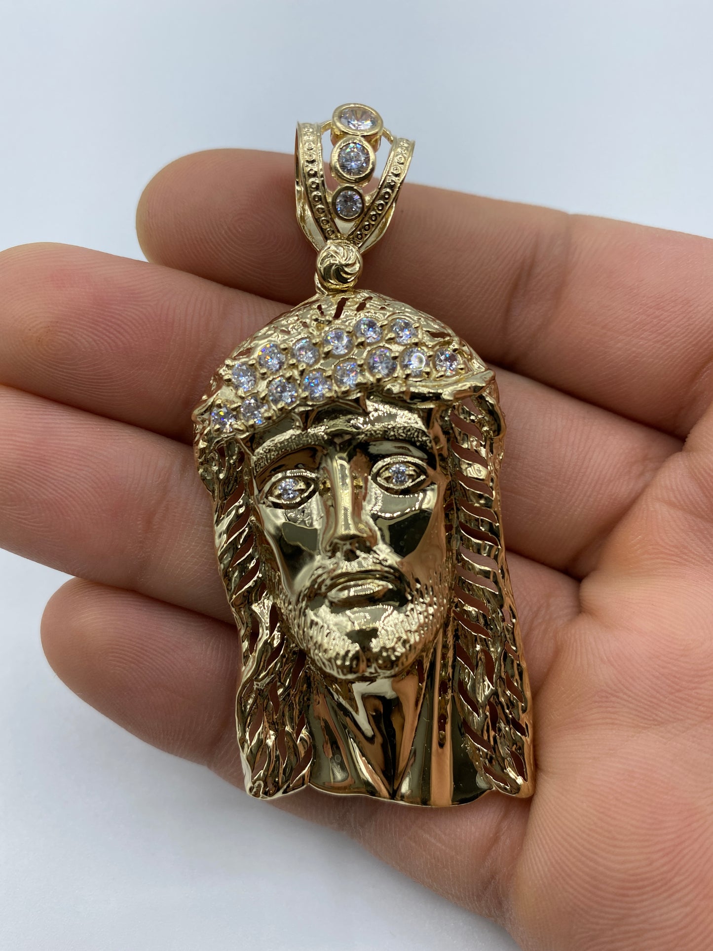 14K Jesus Head Pendant 2.75"