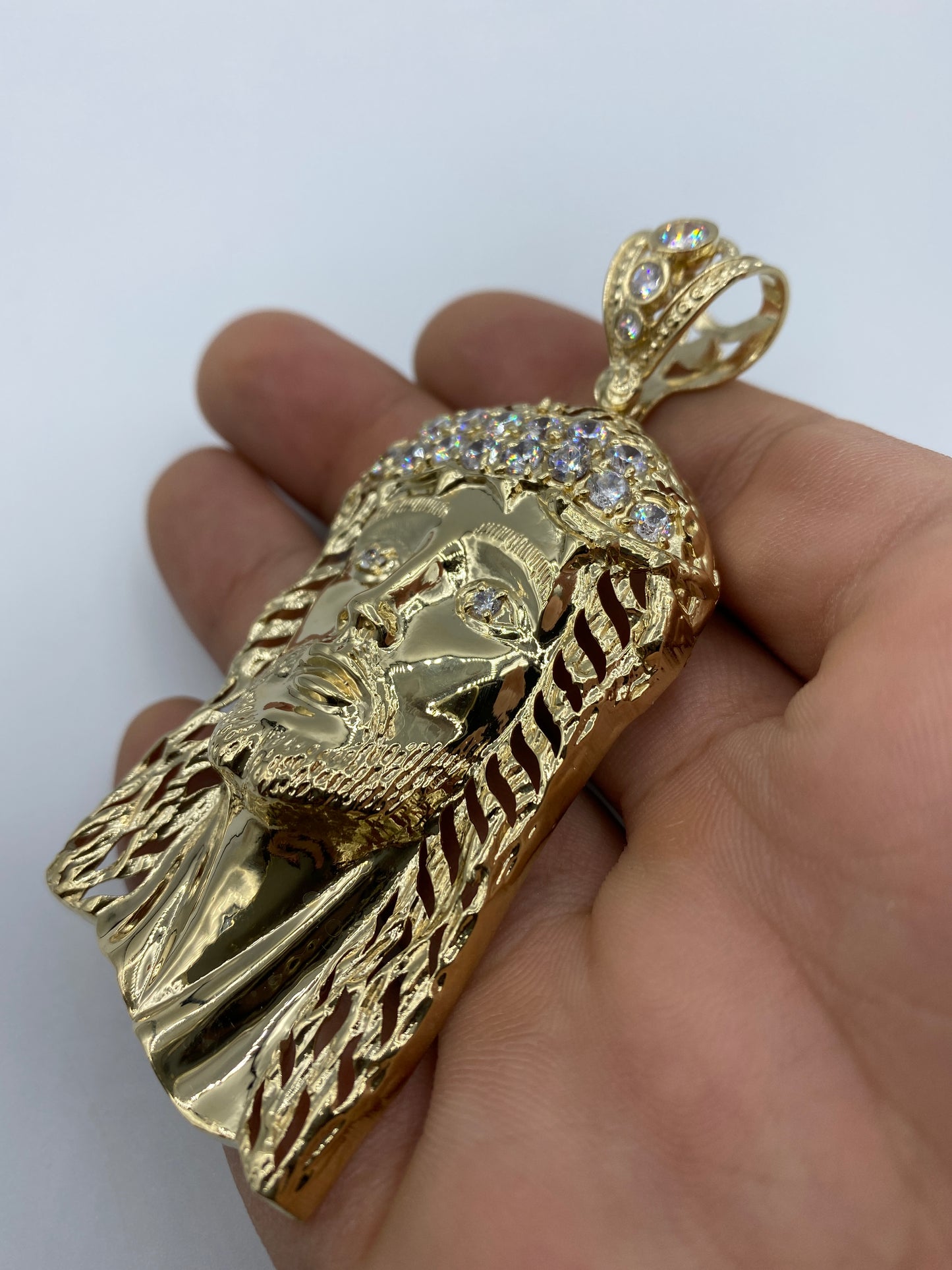 14K Jesus Head Pendant 3.5"