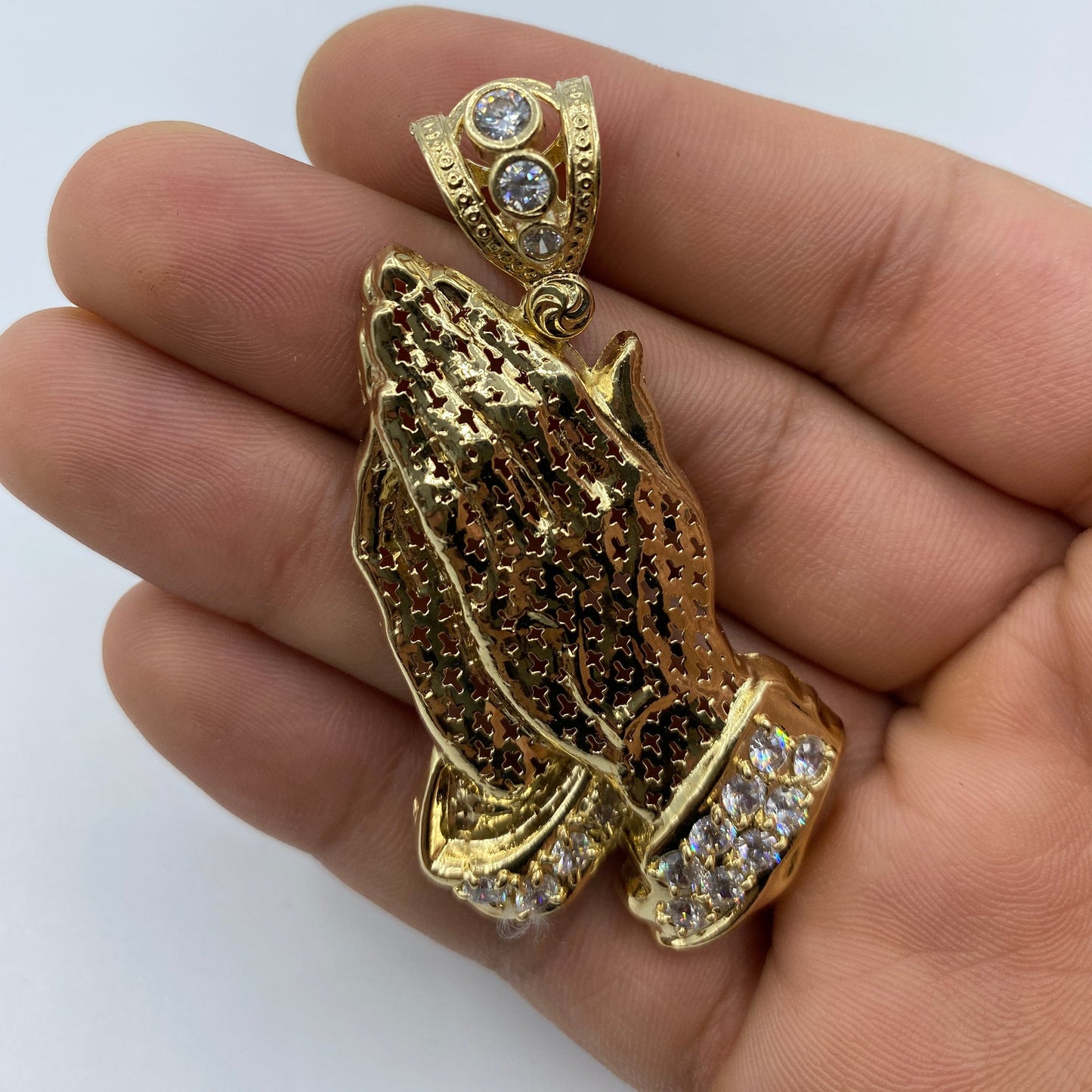 14K Praying Hands Pendant 2.5"