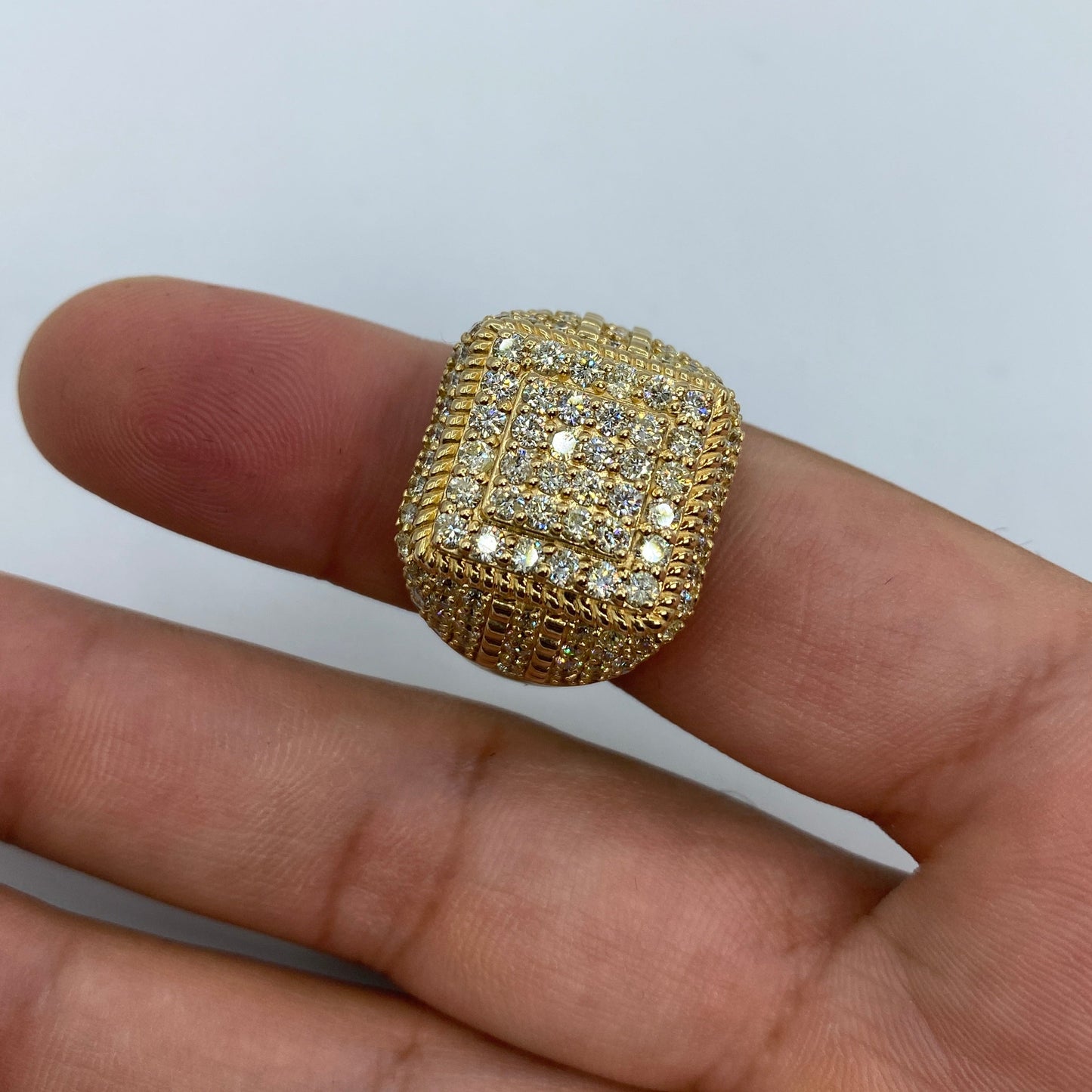 14K Square Jumbo Diamond Ring