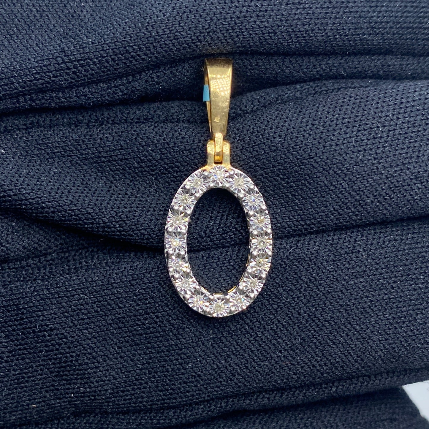 14k Single Stone Initial O Pendant