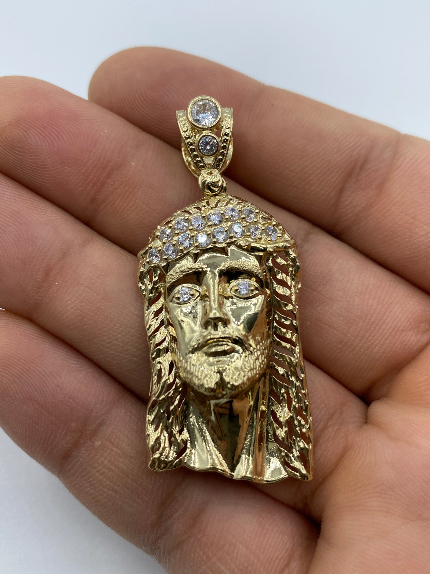 14K Jesus Head Pendant 2.0"