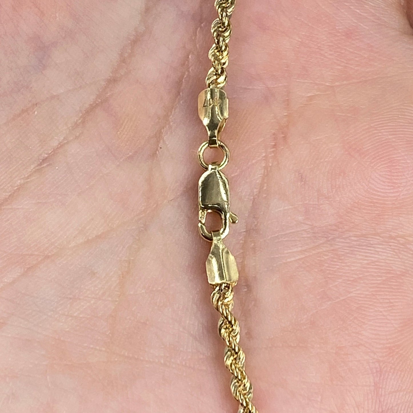 10K 2MM Rope Chain Necklace 18"