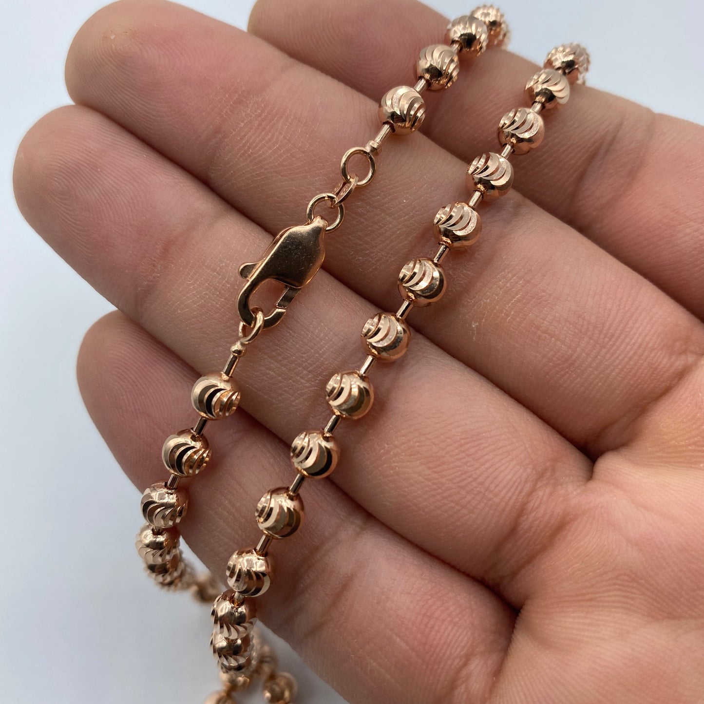 14K Rose Gold 5.2MM Moon Cut Chain 18-26"