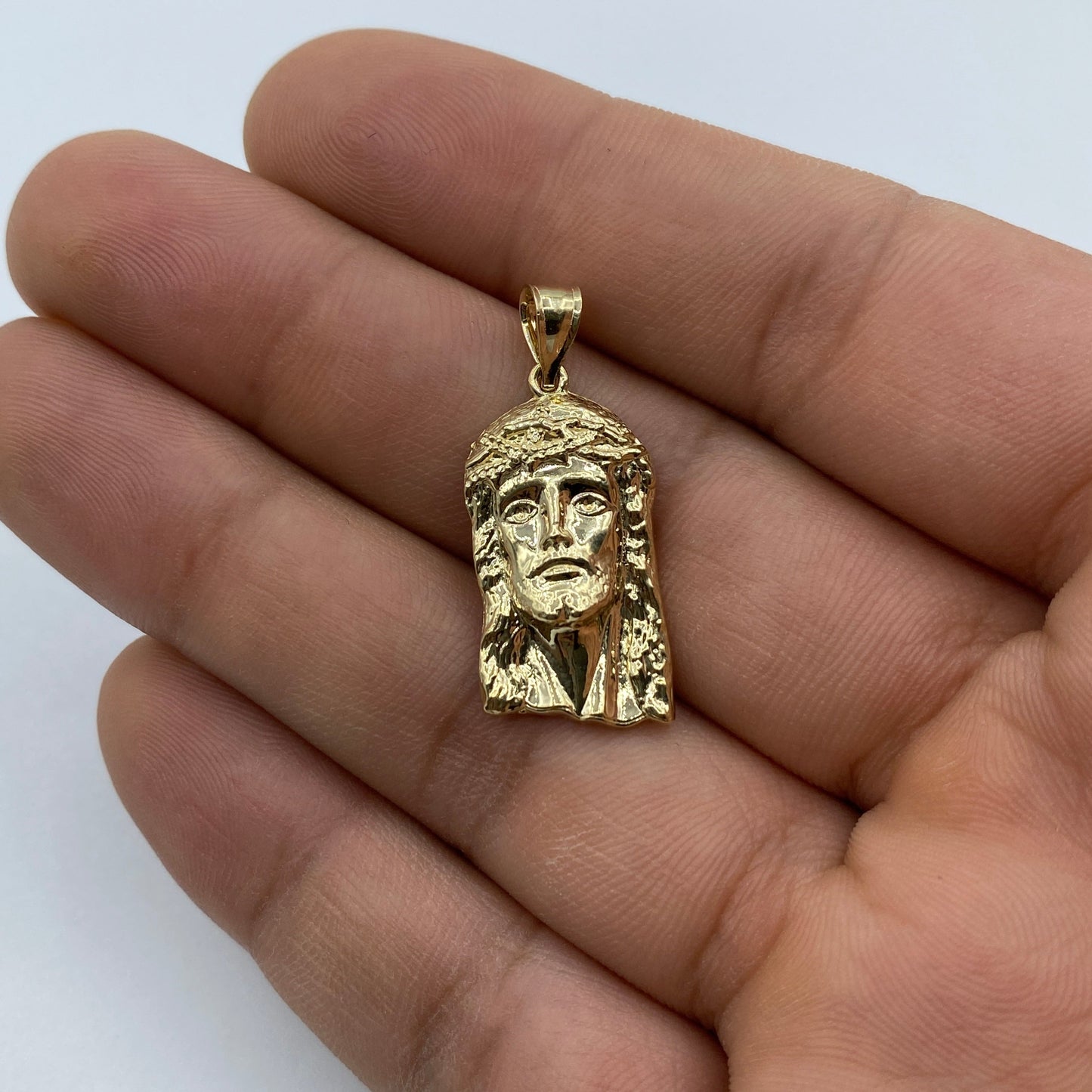 14K Jesus Head Pendant 1.2"