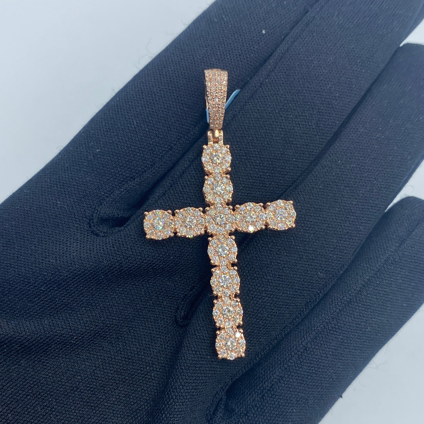 14K Cross Circle Diamond Pendant