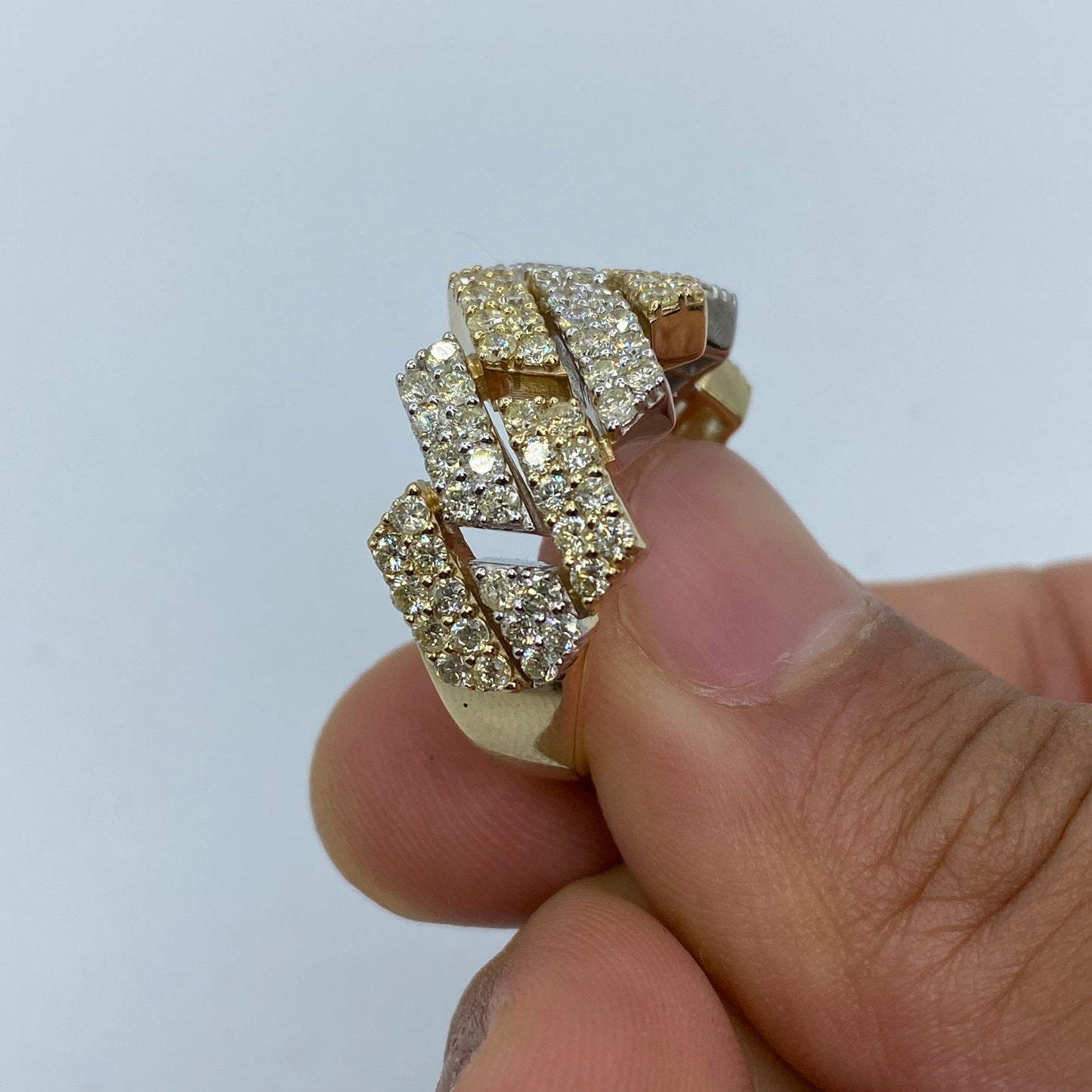 10K Two-Tone Cuban Link Diamond Ring