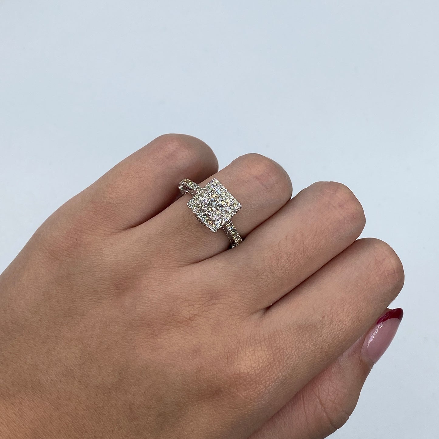 14K Square Diamond Engagement Ring