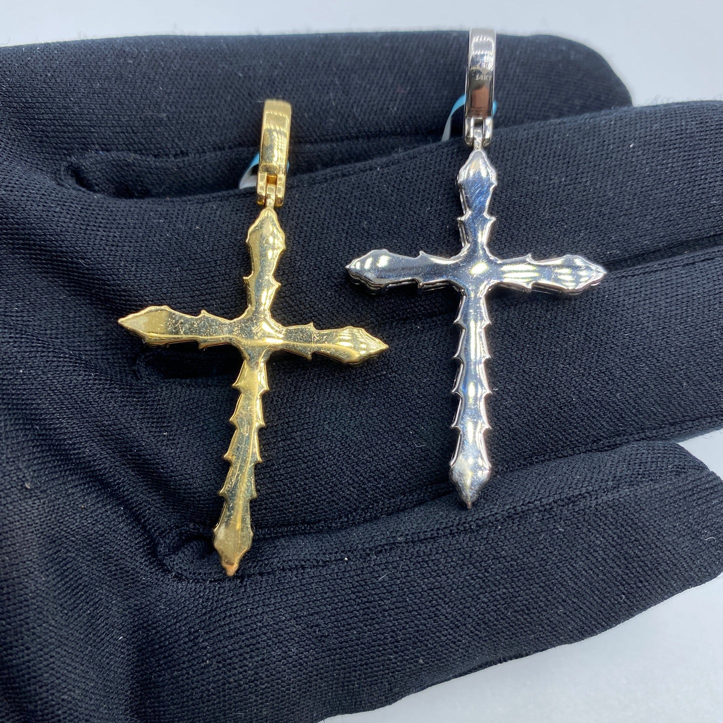 14K Holy Spirit Cross Diamond Baguette Pendant