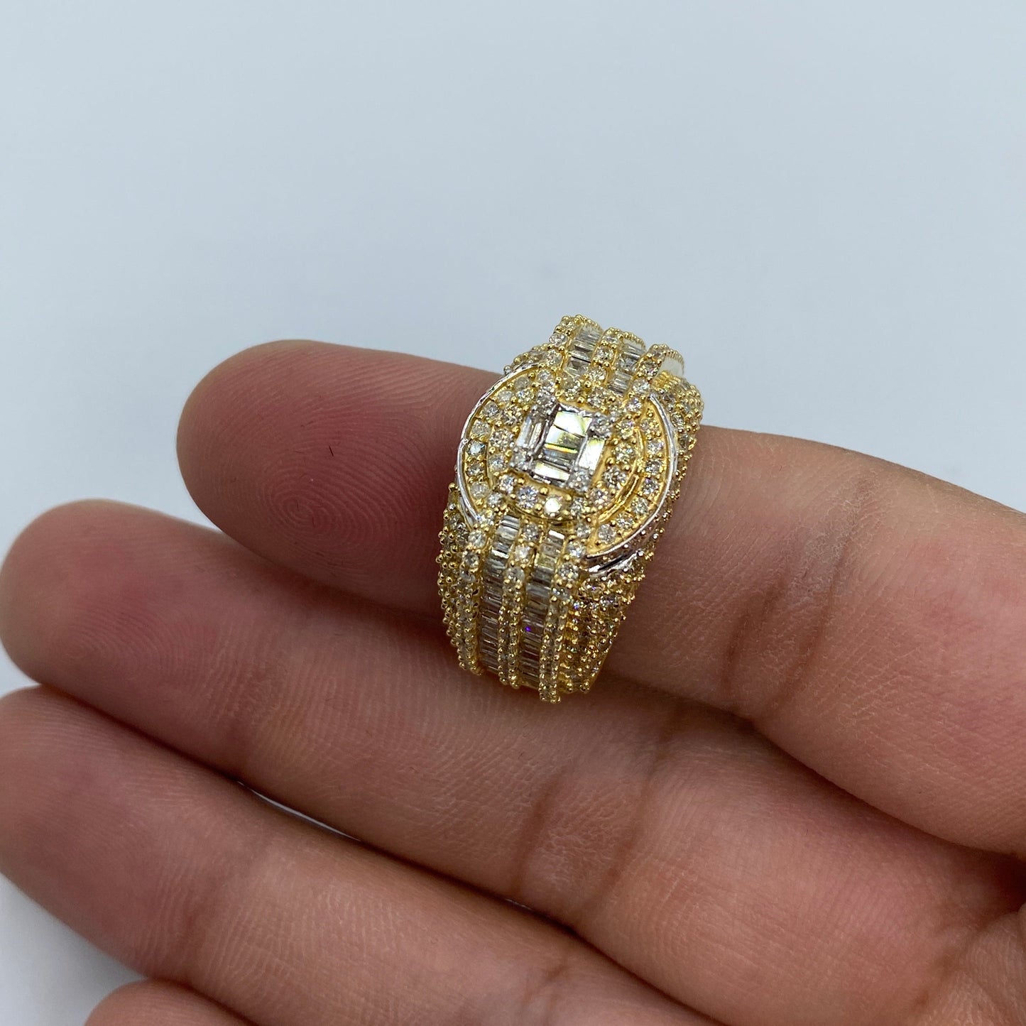 14K Diamond Baguette Castle Ring