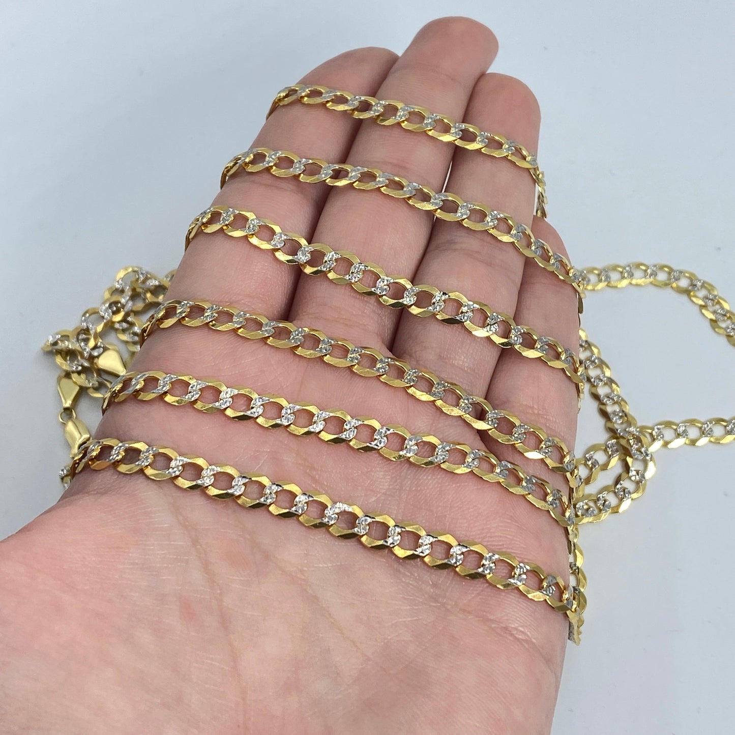 10K 6MM Two-Tone Flat Cuban Link Chain 22-26"