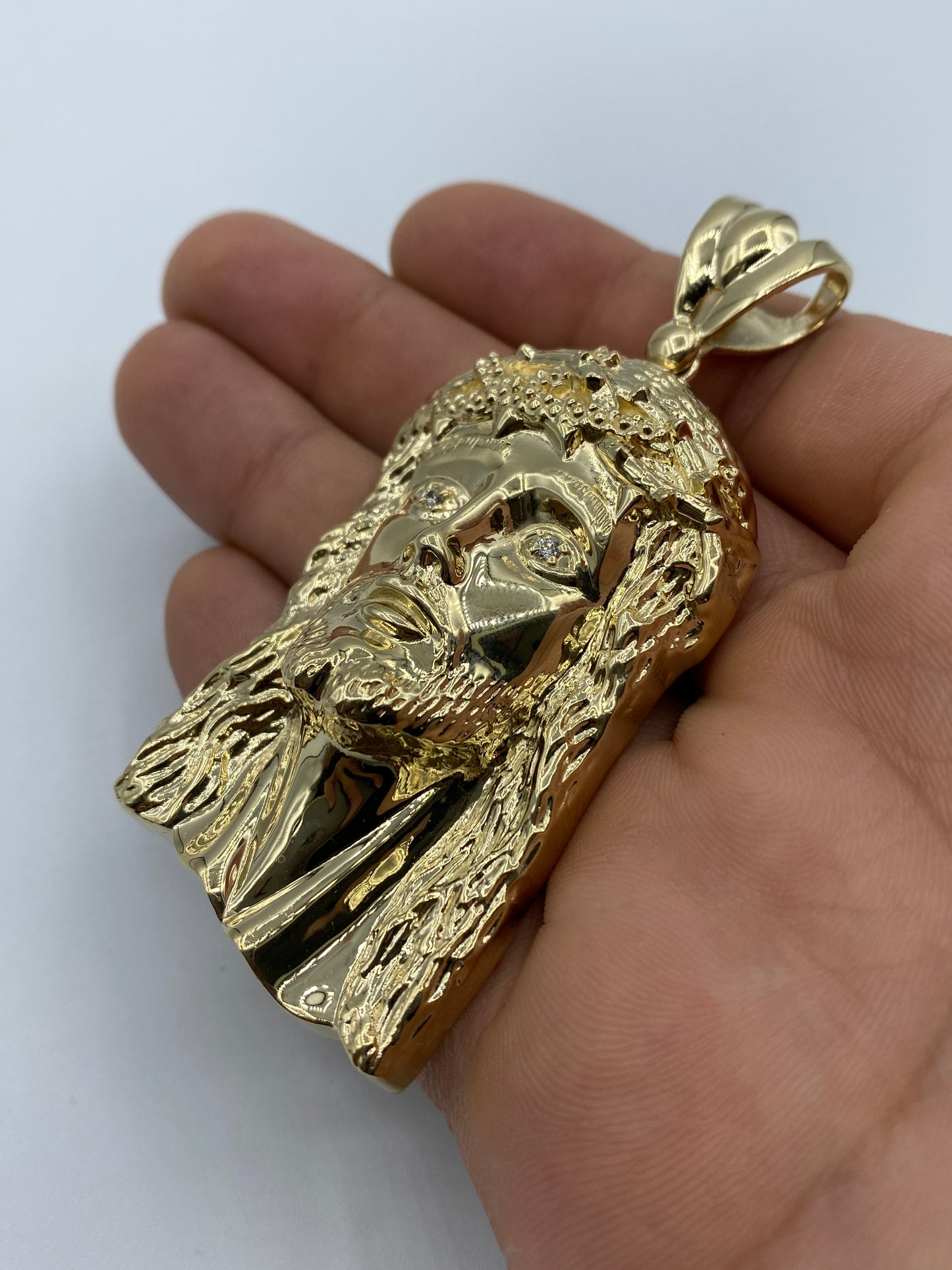 14K Jesus Head Pendant 3.25"